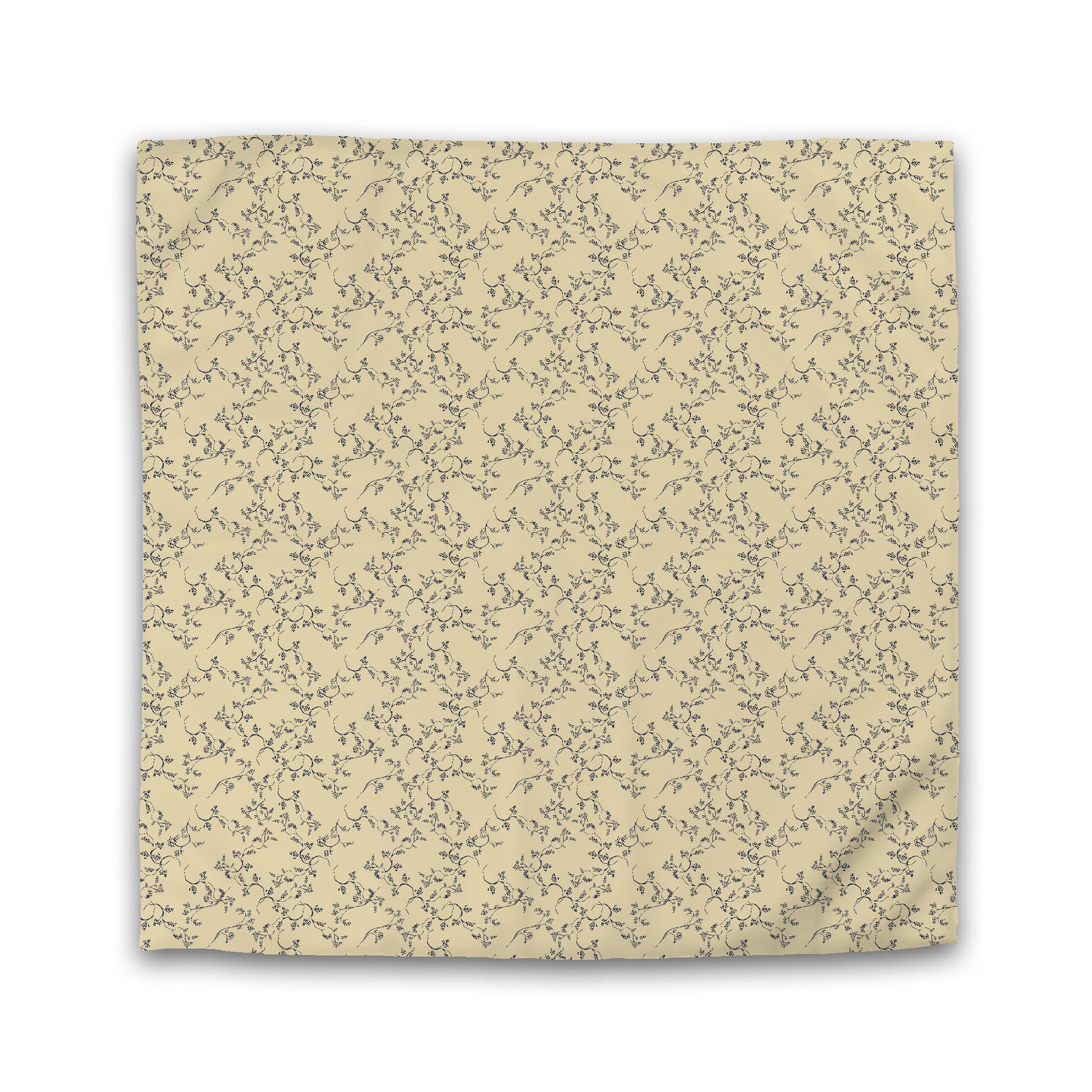 Desert Sand Microfibre Duvet Cover, Navy Blue Hand-painted Vine Print, Queen (width x length) 88 x 88 inches / 224 x 224 cm