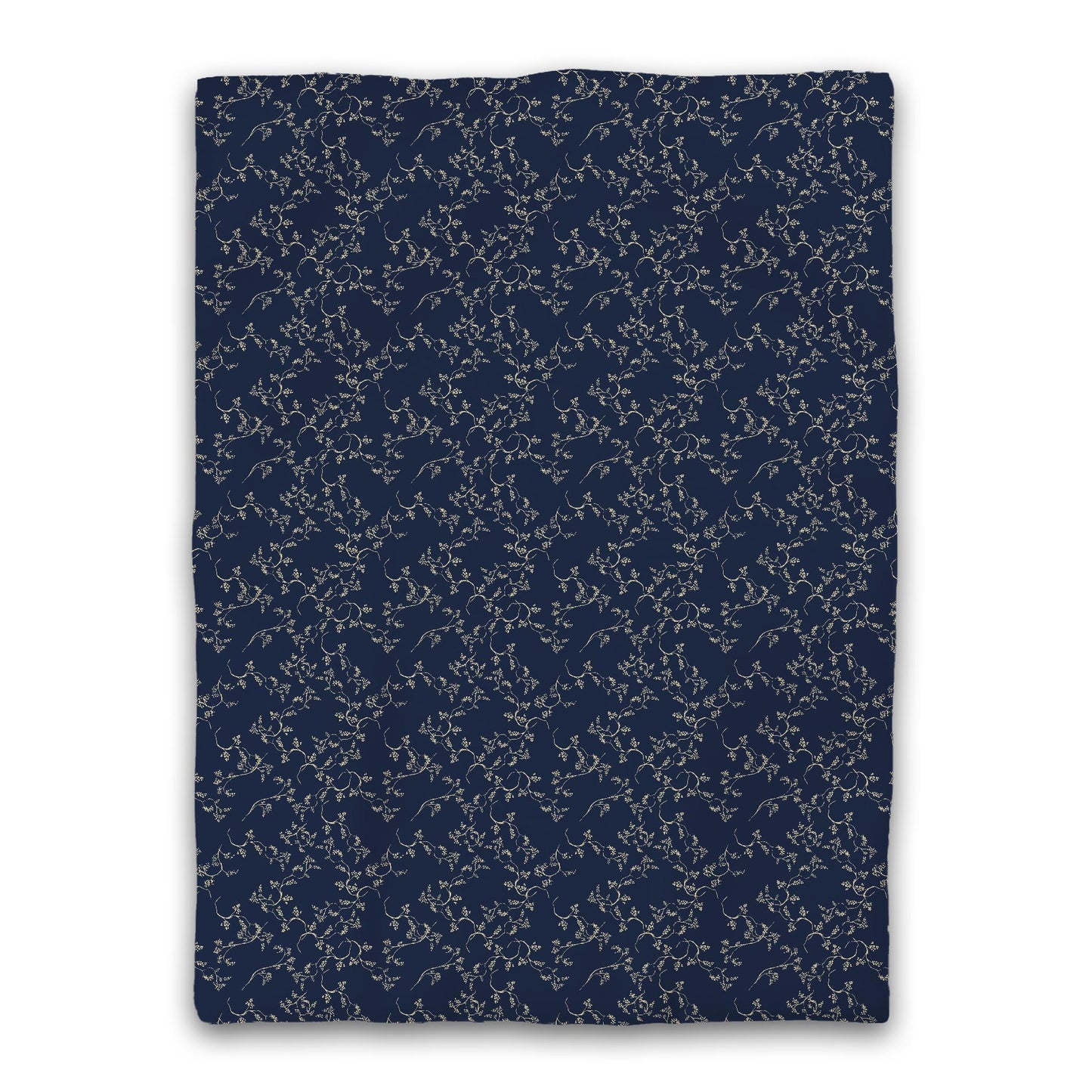 Navy Blue Microfiber Duvet Cover, Desert Sand Hand-painted Vine Print, Twin XL (width x length) 68 x 92 inches /  173 x 234 cm