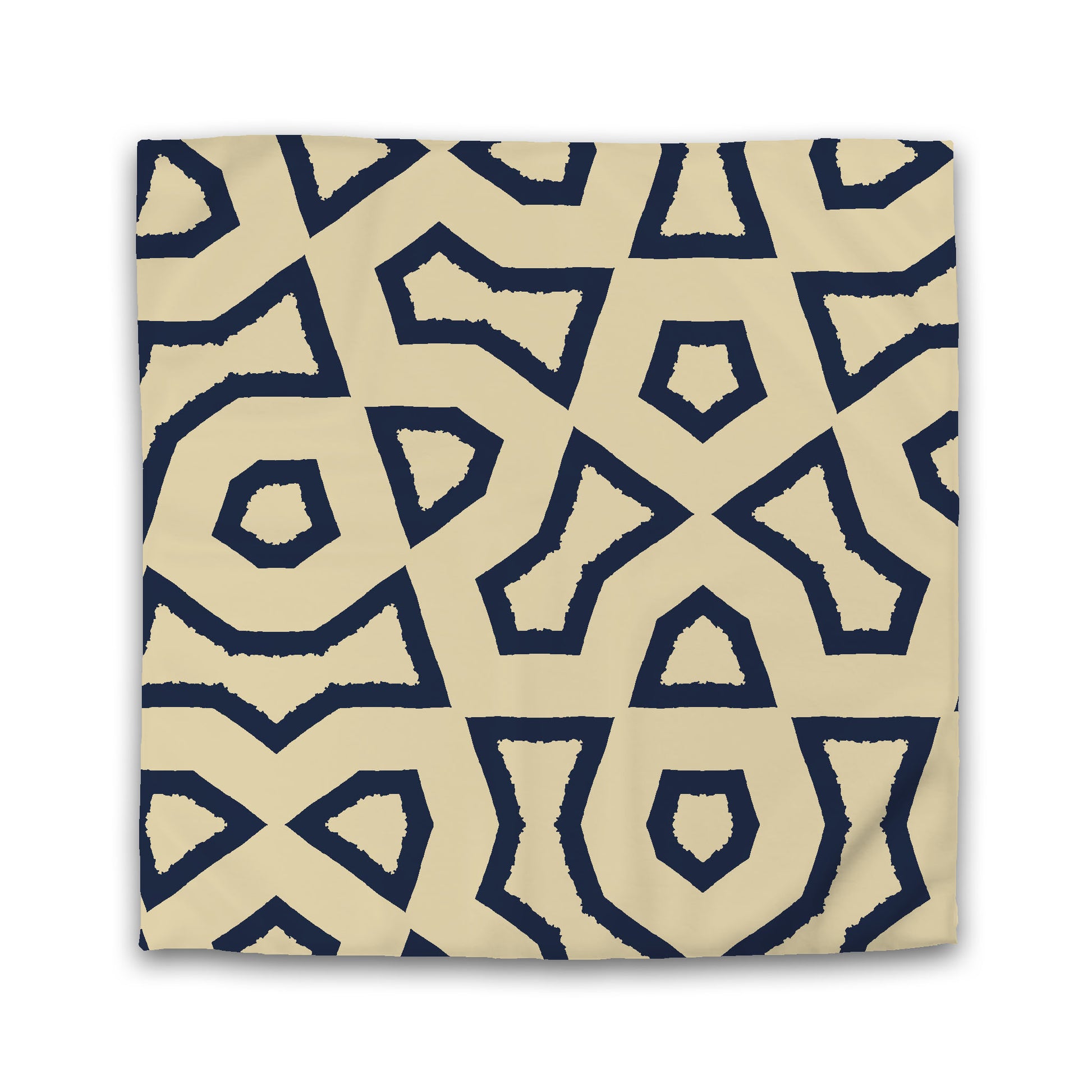 Desert Sand Cotton Sateen Duvet Cover, Bold Navy Blue Graphic, Queen (width x length) 90 x 90 inches / 229 x 229 cm