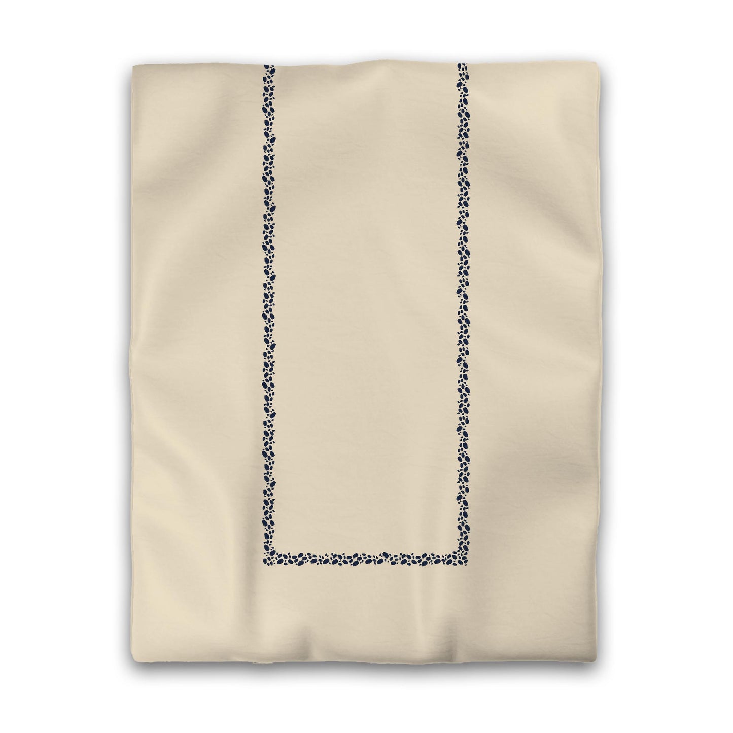 Beige Microfiber Duvet Cover, Navy Blue Hand-painted Dab Motif Print, Classic Border | MFDU-1275-091