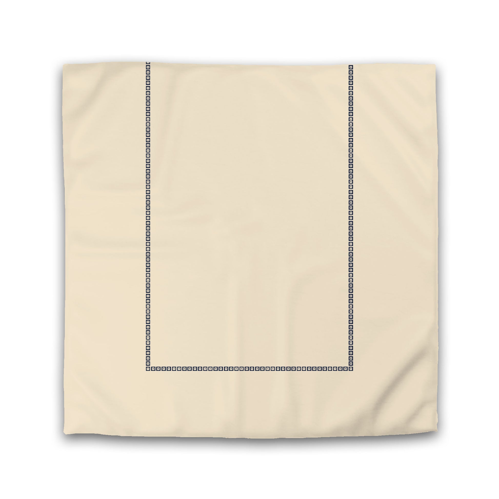 Beige Microfiber Duvet Cover, Navy Blue Repeating Squares Frieze Print | Queen - 88 x 88 inches