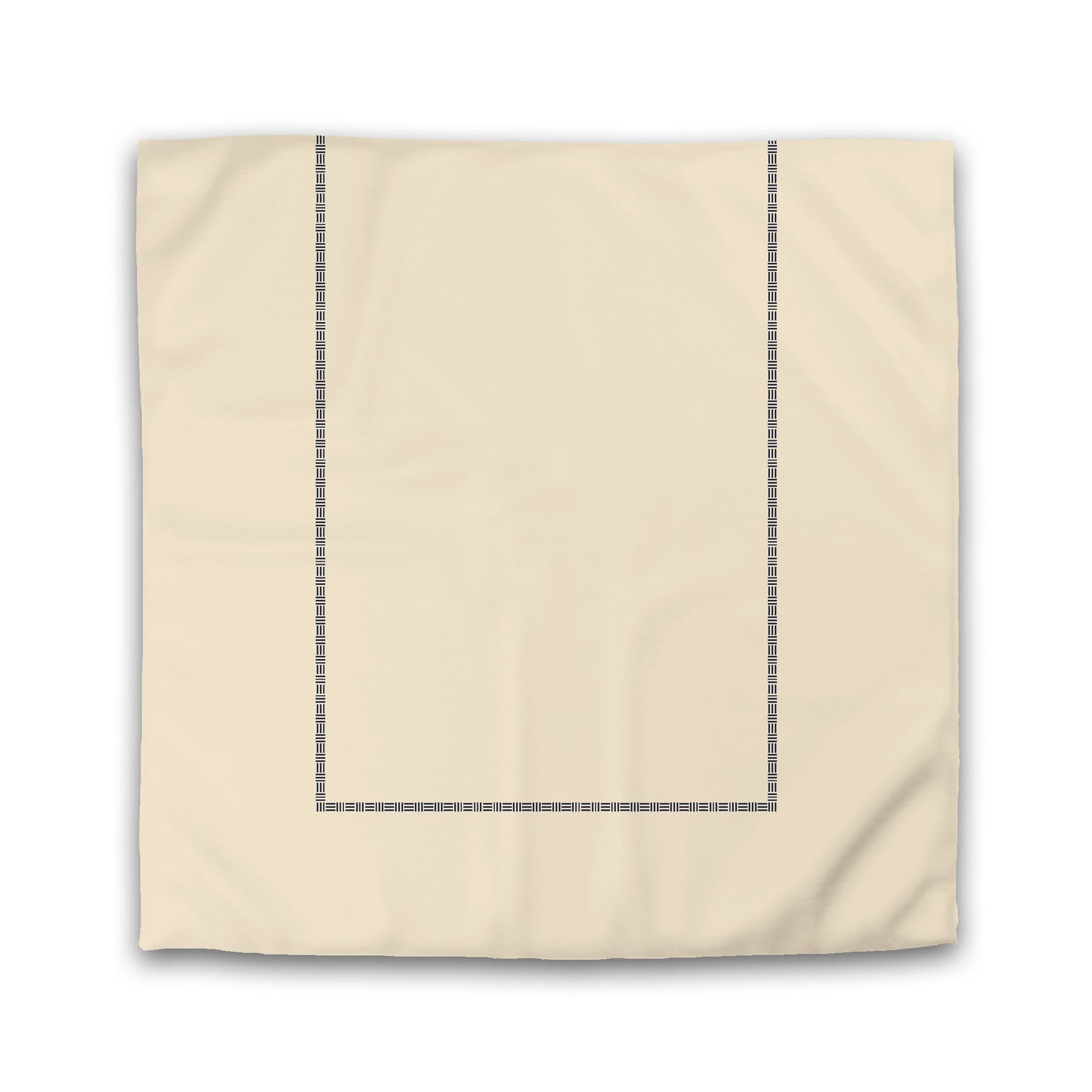 Beige Microfiber Duvet Cover, Navy Blue Single Weave Motif Print, Classic Border, Twin XL (width x length) 68 x 92 inches /  173 x 234 cm