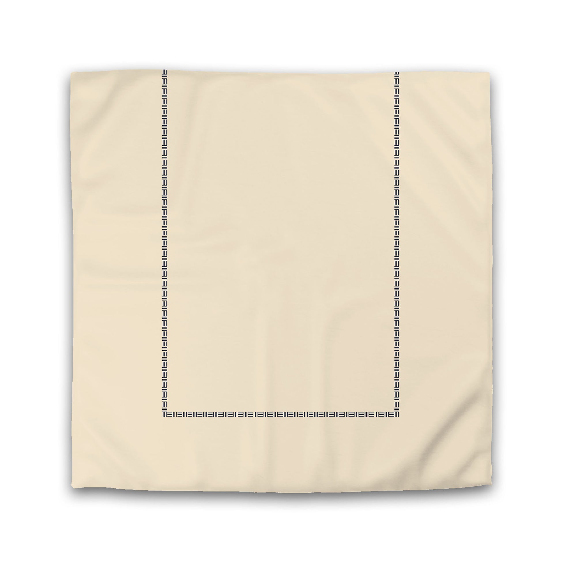 Beige Microfiber Duvet Cover, Navy Blue Narrow Weave Frieze Print | Queen - 88 x 88 inches