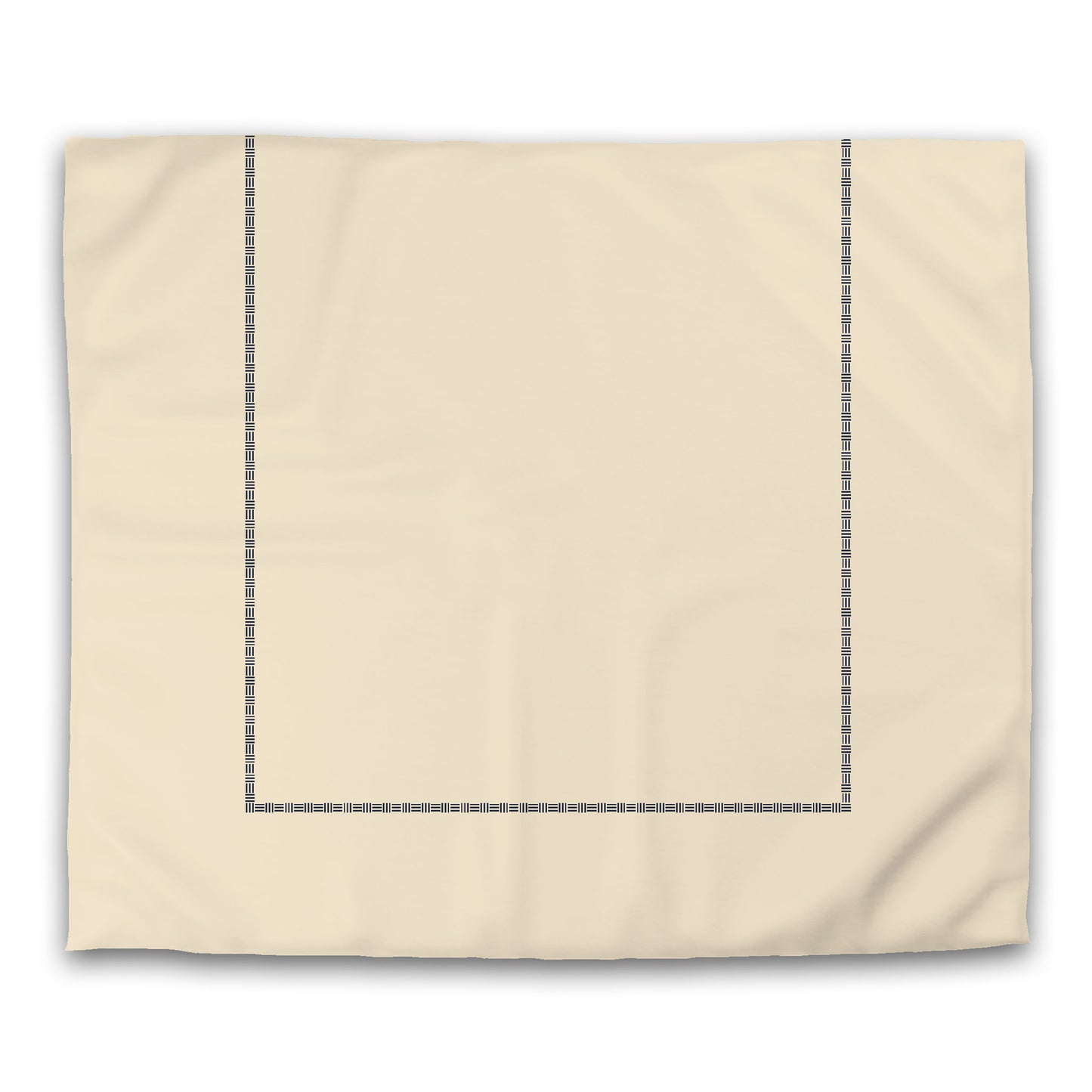 Beige Microfiber Duvet Cover, Navy Blue Single Weave Motif Print, Classic Border, King (width x length) 104 x 88 inches / 264 x 224 cm