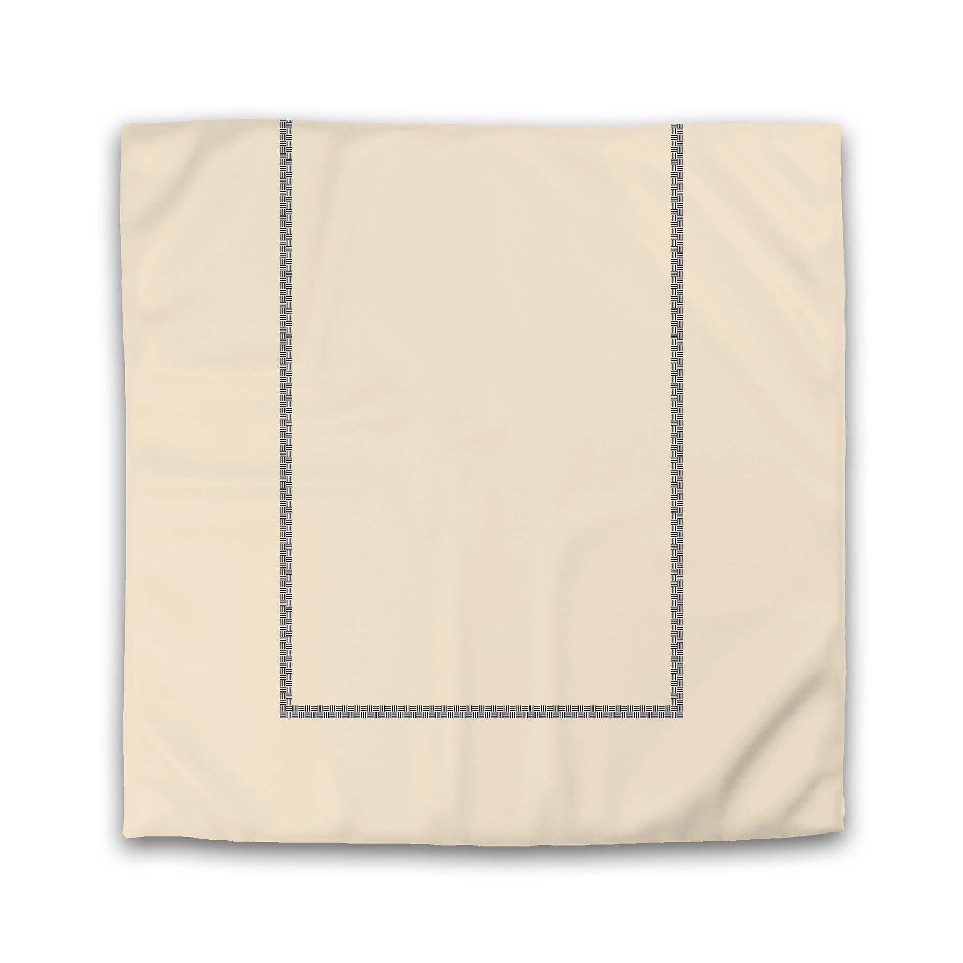 Beige Microfiber Duvet Cover, Navy Blue Wide Weave Frieze Print | Queen - 88 x 88 inches