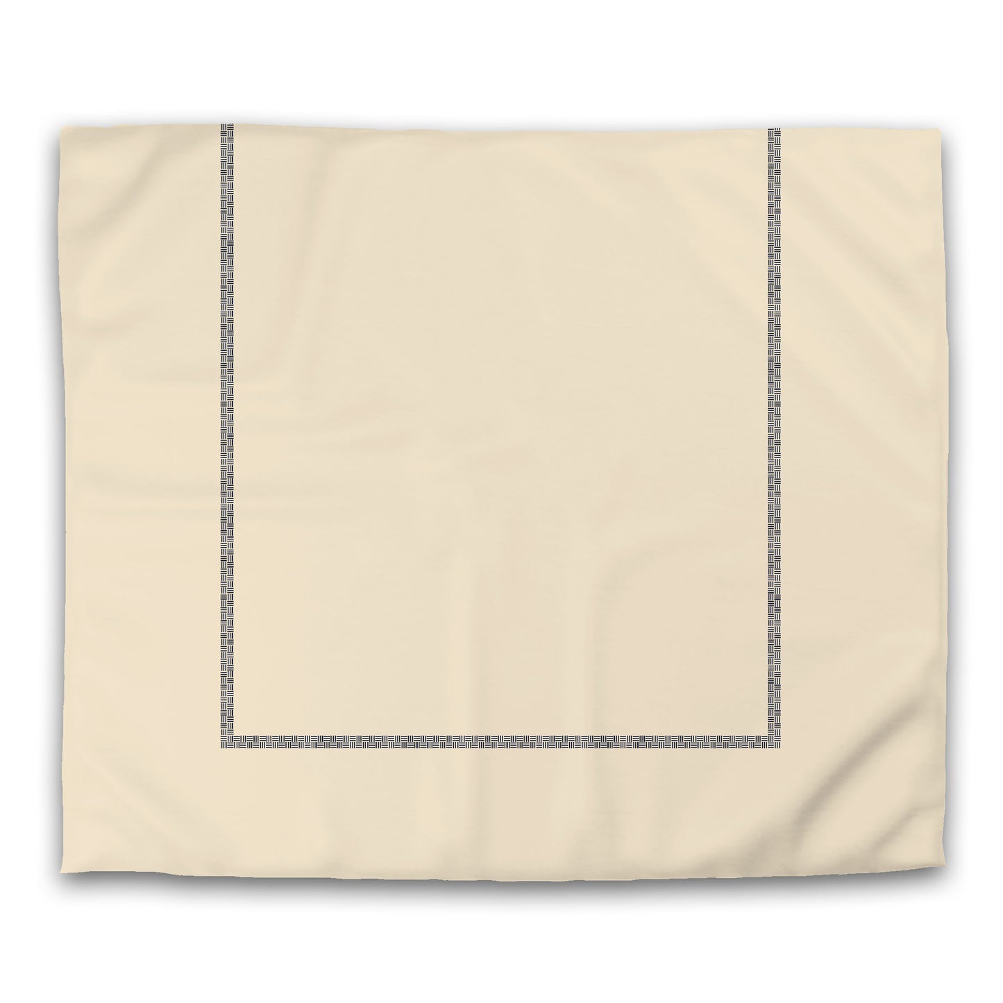 Beige Microfiber Duvet Cover, Navy Blue Double Weave Motif Print, Classic Border, King (width x length) 104 x 88 inches / 264 x 224 cm