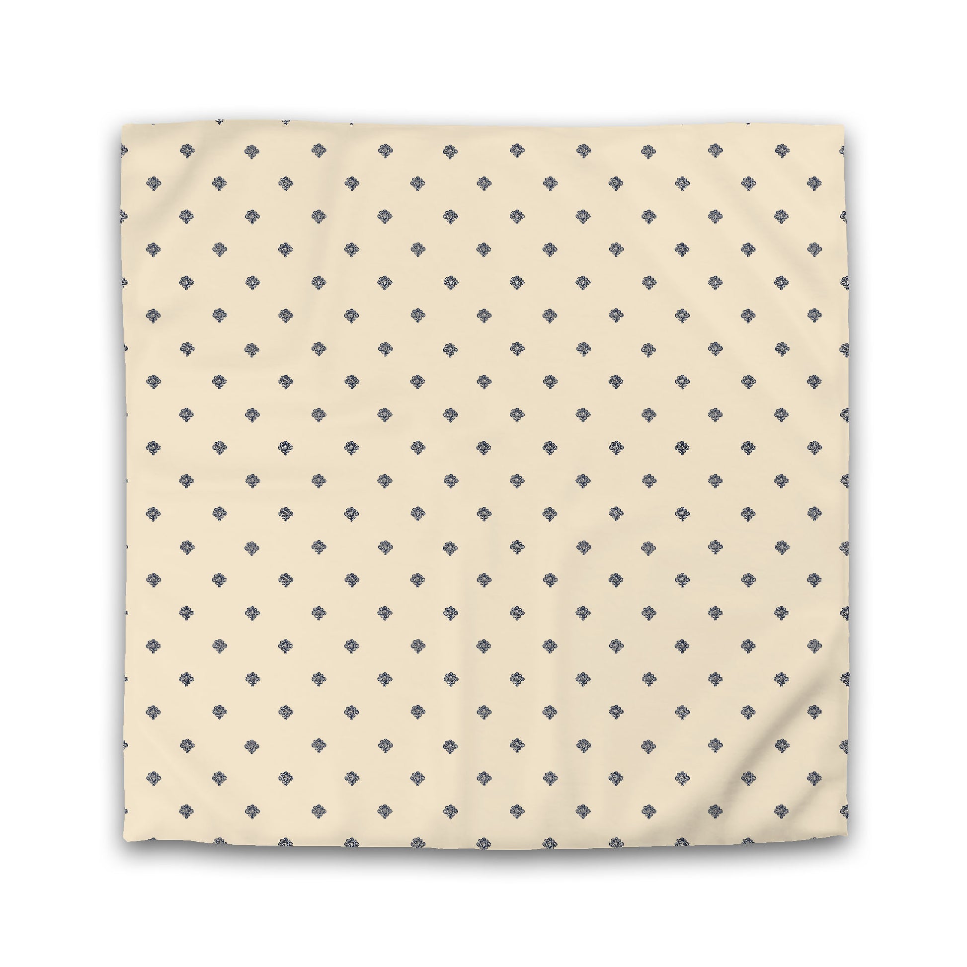 Beige Microfiber Duvet Cover, Navy Blue Swirl Print | Queen - 88 x 88 inches
