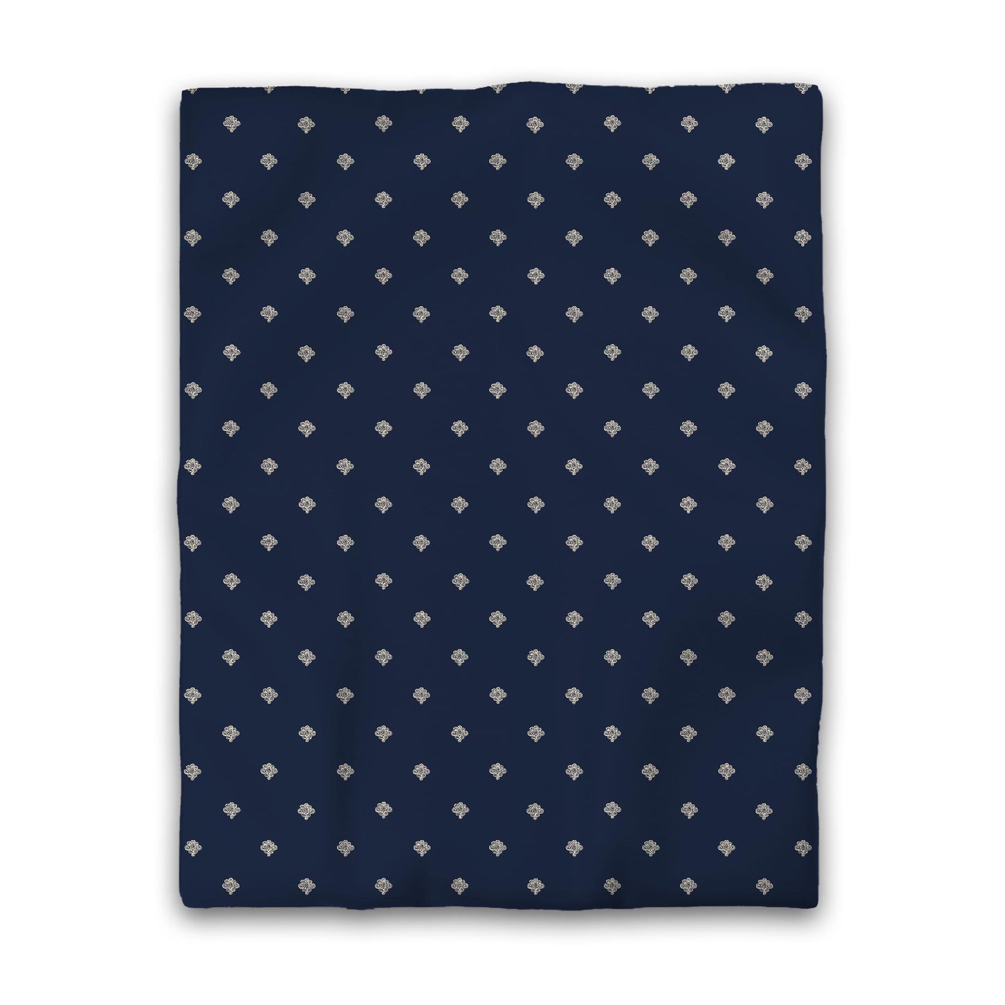 Navy Blue Microfiber Duvet Cover, Beige Hand-painted Swizzle Motif Print | MFDU-1275-172