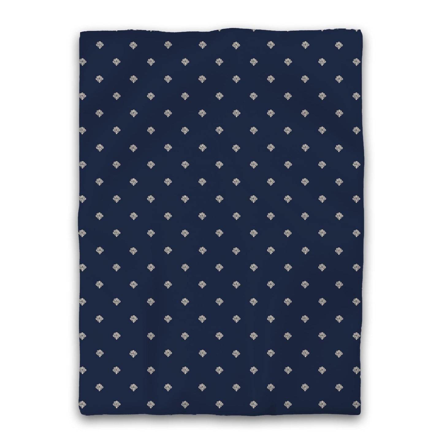 Navy Blue Microfiber Duvet Cover, Beige Hand-painted Swizzle Motif Print, Twin (width x length) 68 x 88 inches / 173 x 224 cm