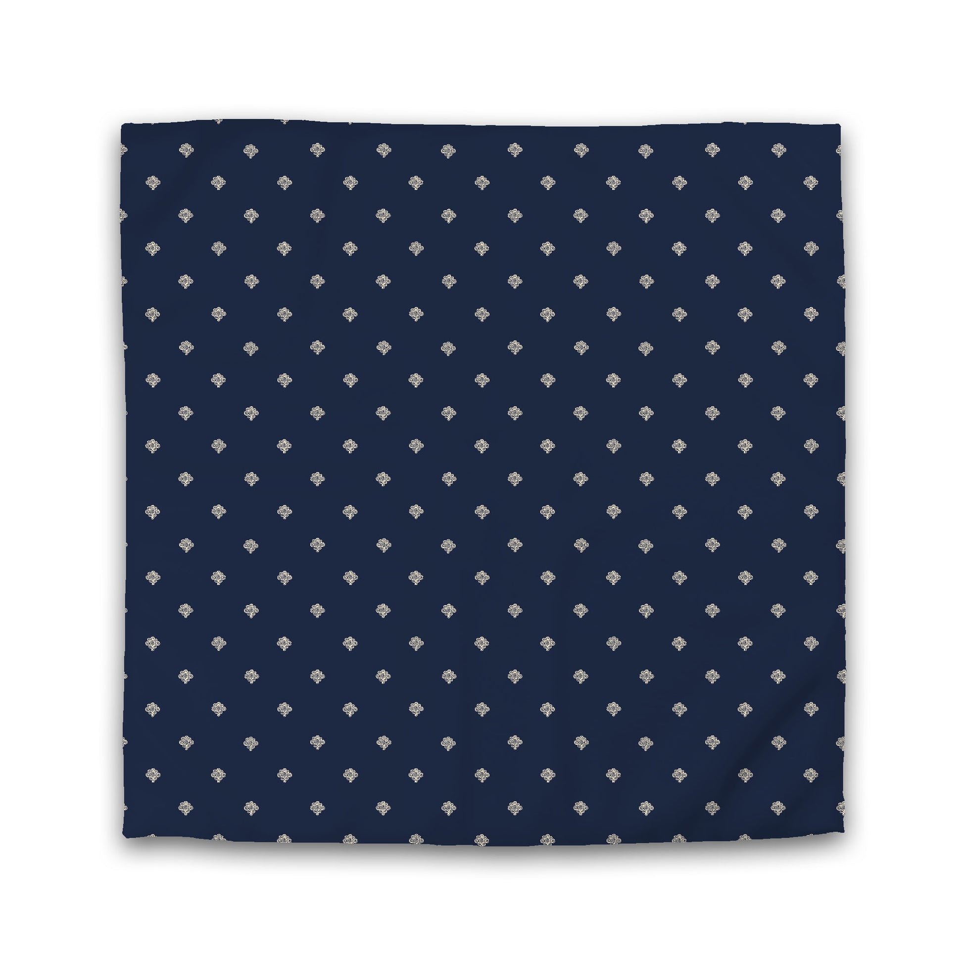 Navy Blue Microfiber Duvet Cover, Beige Swirl Print | Queen - 88 x 88 inches
