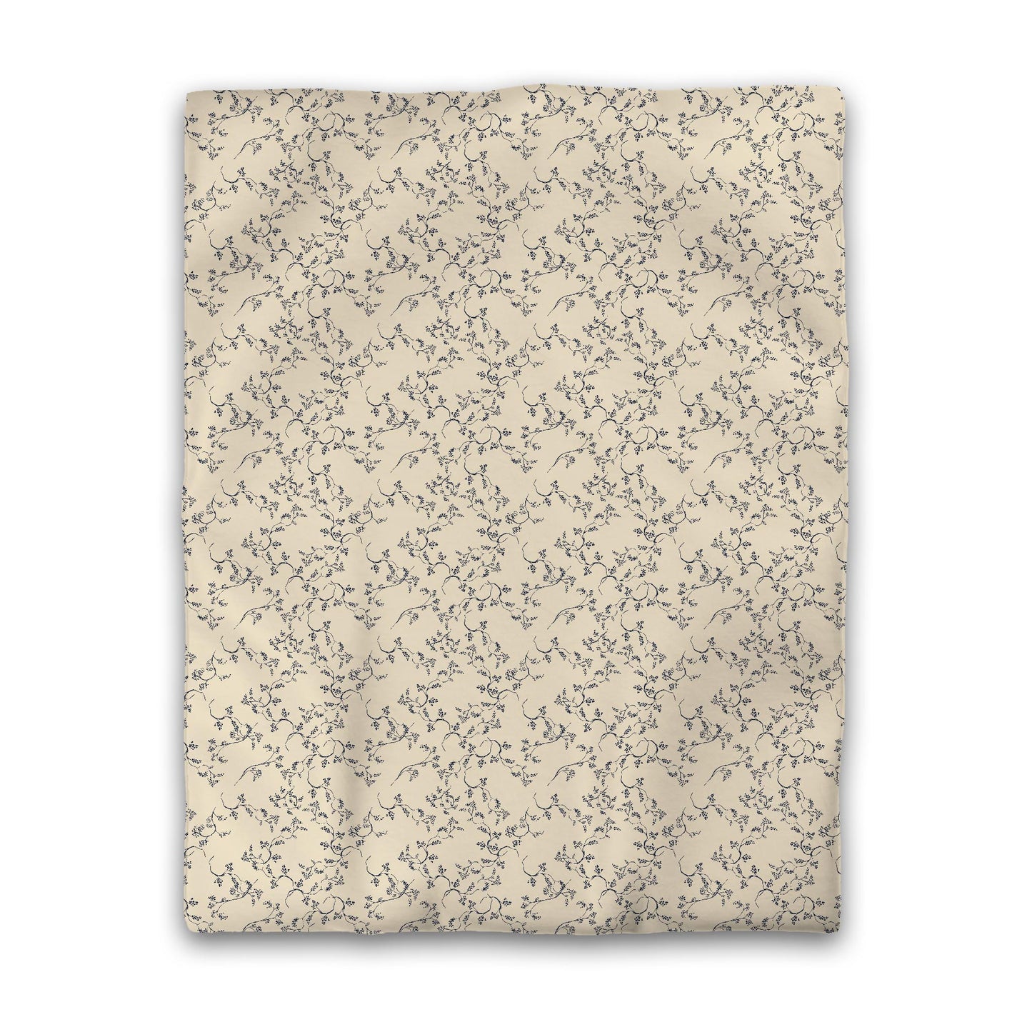 Beige Microfiber Duvet Cover, Navy Blue Hand-painted Vine Print | MFDU-1275-181