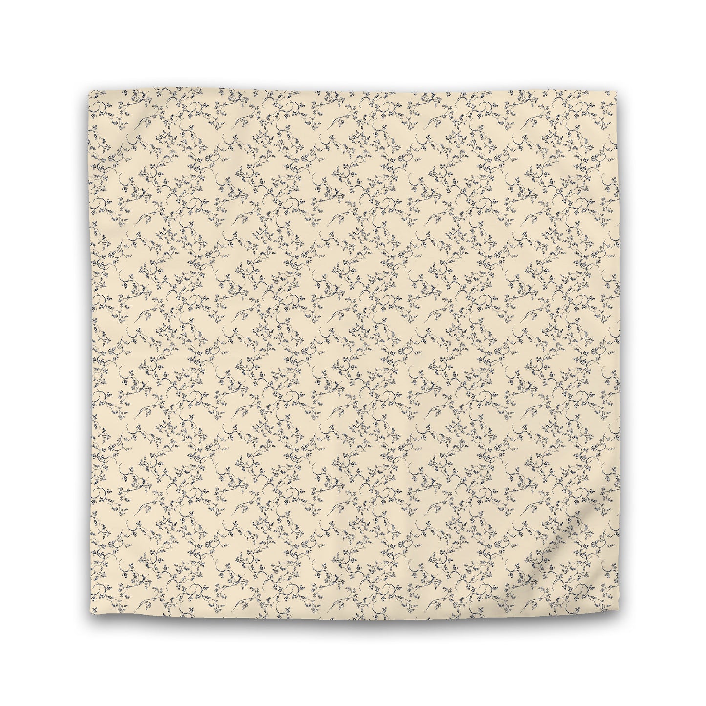 Beige Microfiber Duvet Cover, Navy Blue Hand-painted Vine Print, Twin XL (width x length) 68 x 92 inches /  173 x 234 cm