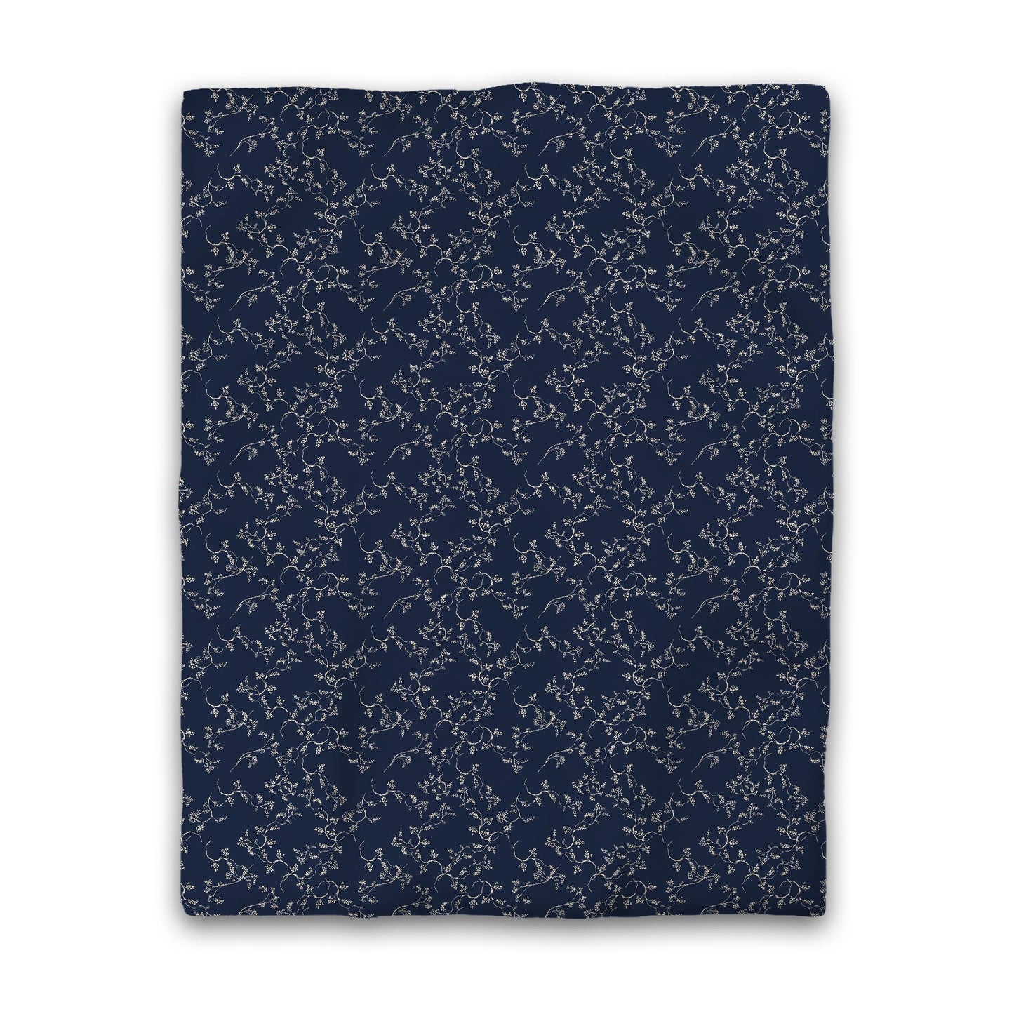 Navy Blue Microfiber Duvet Cover, Beige Hand-painted Vine Print | MFDU-1275-182