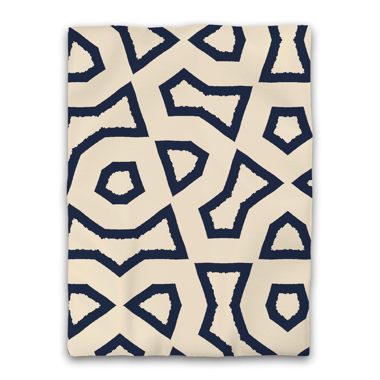 Beige Microfiber Duvet Cover, Bold Navy Blue Graphic, Twin (width x length) 68 x 88 inches / 173 x 224 cm