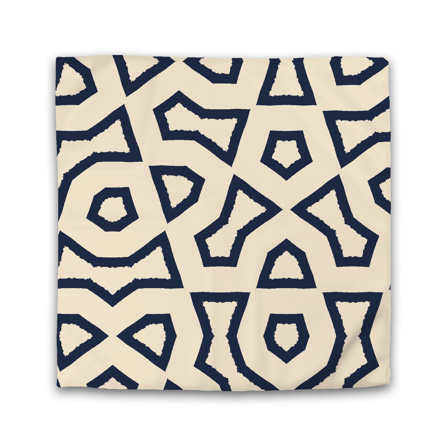 Beige Microfiber Duvet Cover, Bold Navy Blue Graphic, Twin XL (width x length) 68 x 92 inches /  173 x 234 cm