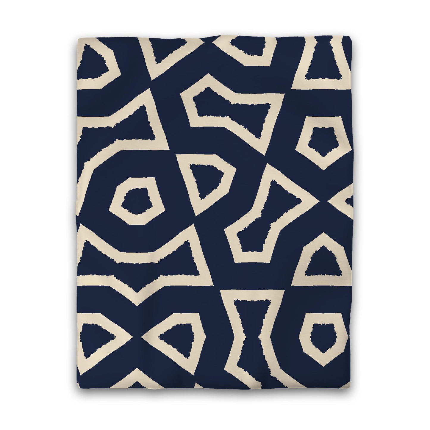 Navy Blue Microfiber Duvet Cover, Bold Beige Graphic | MFDU-1275-392