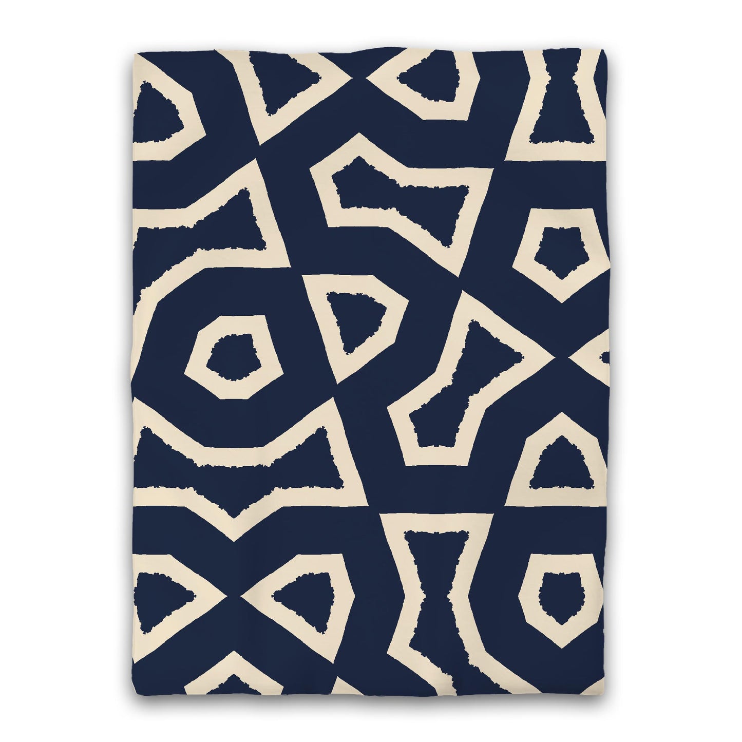 Navy Blue Microfiber Duvet Cover, Bold Beige Graphic, Twin (width x length) 68 x 88 inches / 173 x 224 cm
