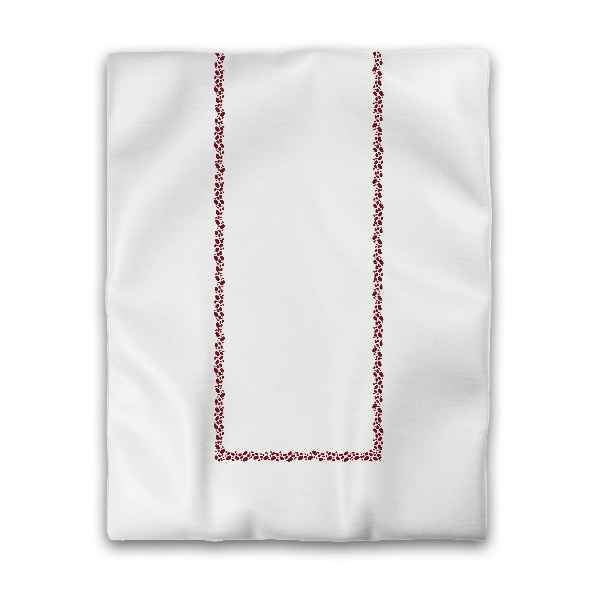 White Microfiber Duvet Cover, Burgundy Red Hand-painted Dab Motif Print, Classic Border, Queen (width x length) 88 x 88 inches / 224 x 224 cm