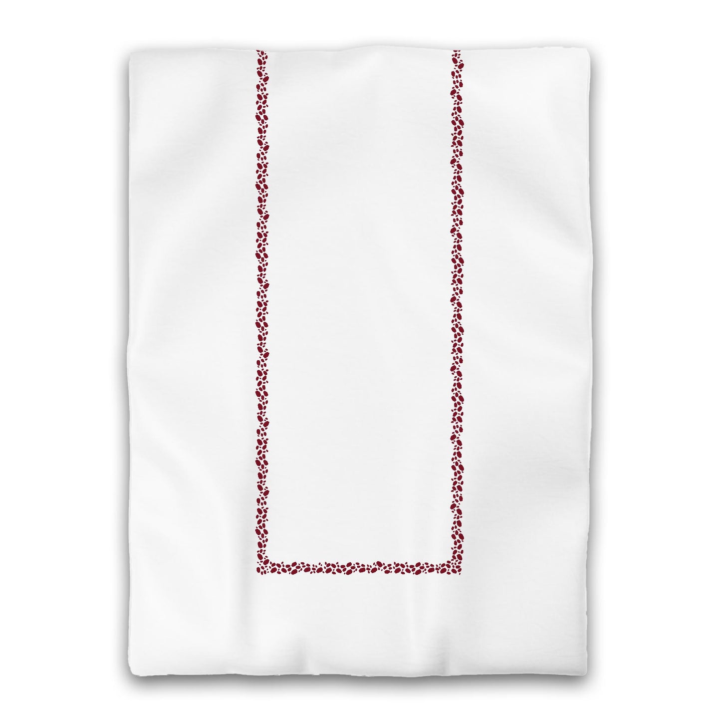 White Microfiber Duvet Cover, Burgundy Red Hand-painted Dab Motif Print, Classic Border, Twin (width x length) 68 x 88 inches / 173 x 224 cm
