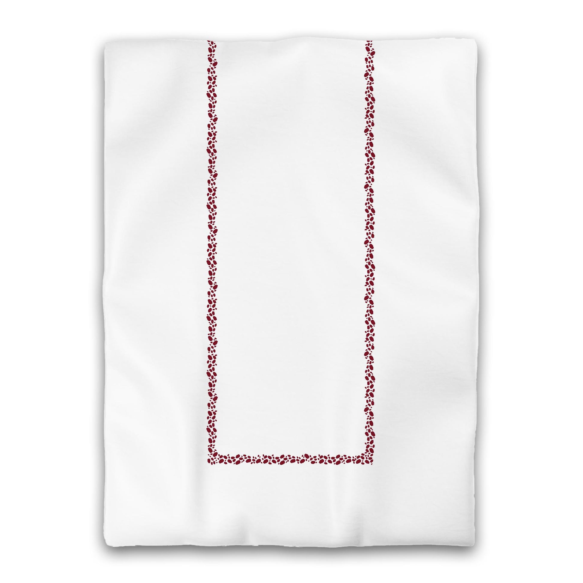 White Microfiber Duvet Cover, Burgundy Red Hand-painted Dab Motif Print, Classic Border, Twin (width x length) 68 x 88 inches / 173 x 224 cm