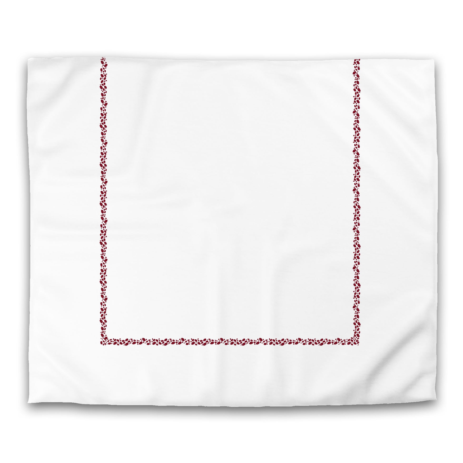 White Microfiber Duvet Cover, Burgundy Red Hand-painted Dab Motif Print, Classic Border, King (width x length) 104 x 88 inches / 264 x 224 cm
