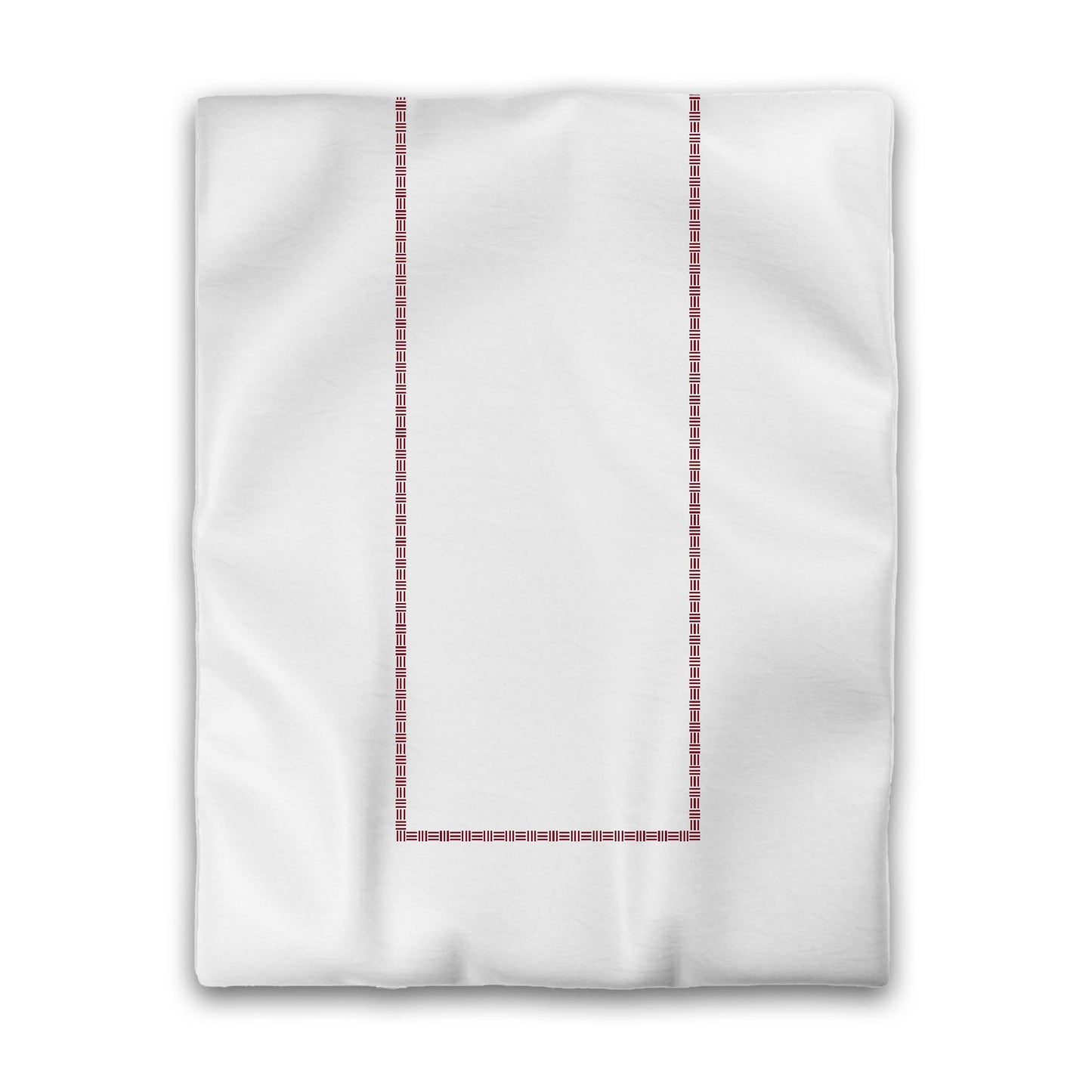 White Microfiber Duvet Cover, Burgundy Red Single Weave Motif Print, Classic Border, Queen (width x length) 88 x 88 inches / 224 x 224 cm