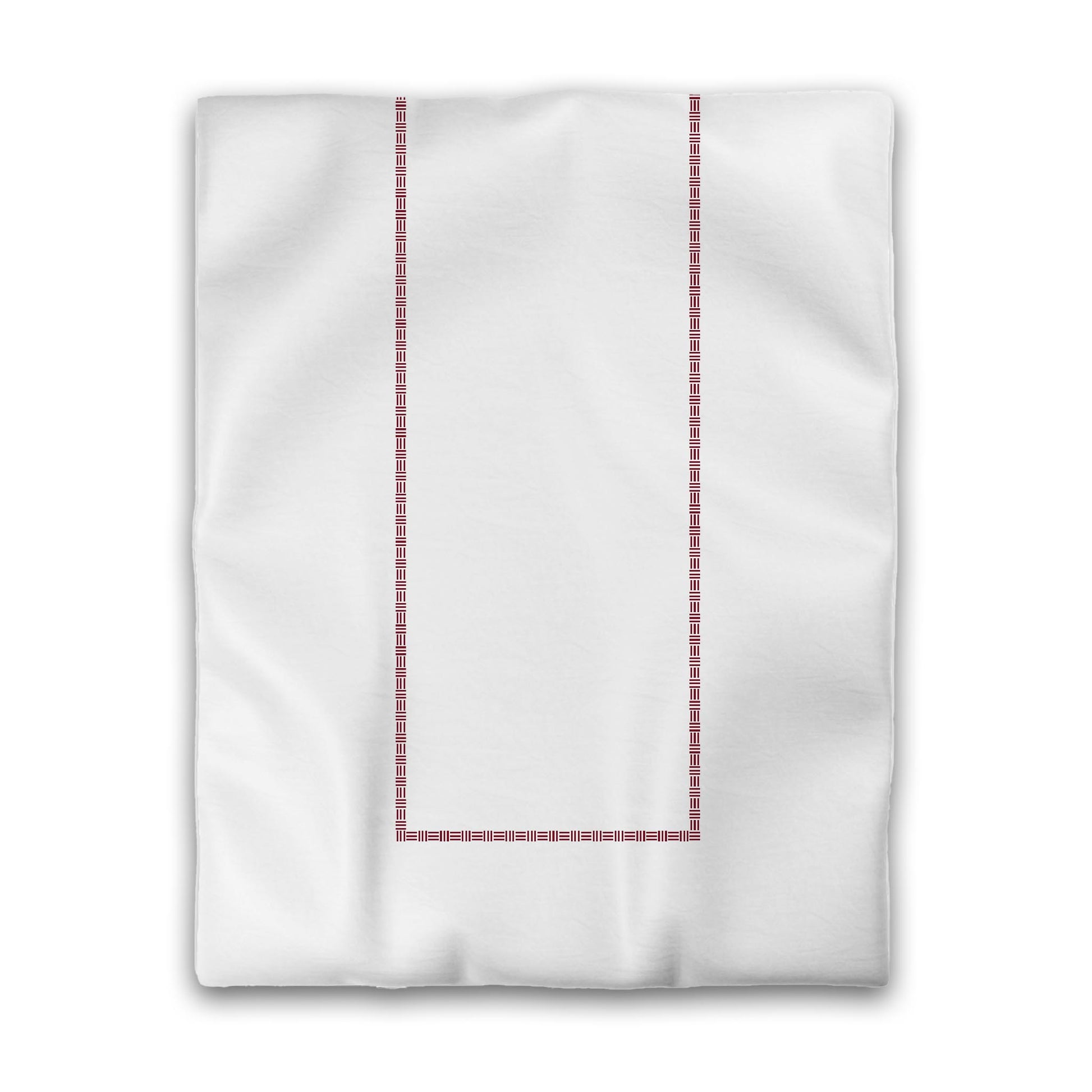White Microfiber Duvet Cover, Burgundy Red Single Weave Motif Print, Classic Border, Queen (width x length) 88 x 88 inches / 224 x 224 cm
