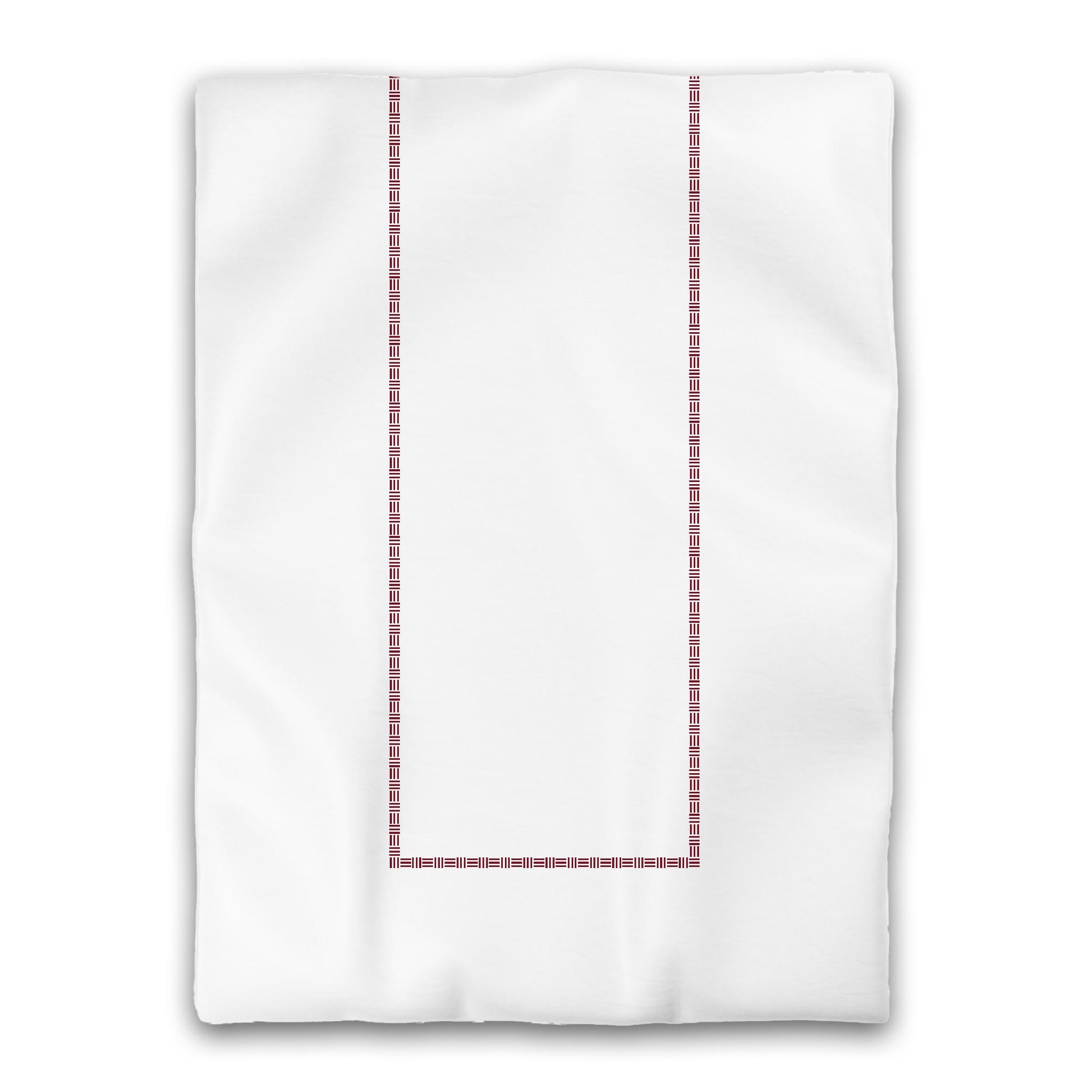 White Microfiber Duvet Cover, Burgundy Red Single Weave Motif Print, Classic Border, Twin (width x length) 68 x 88 inches / 173 x 224 cm