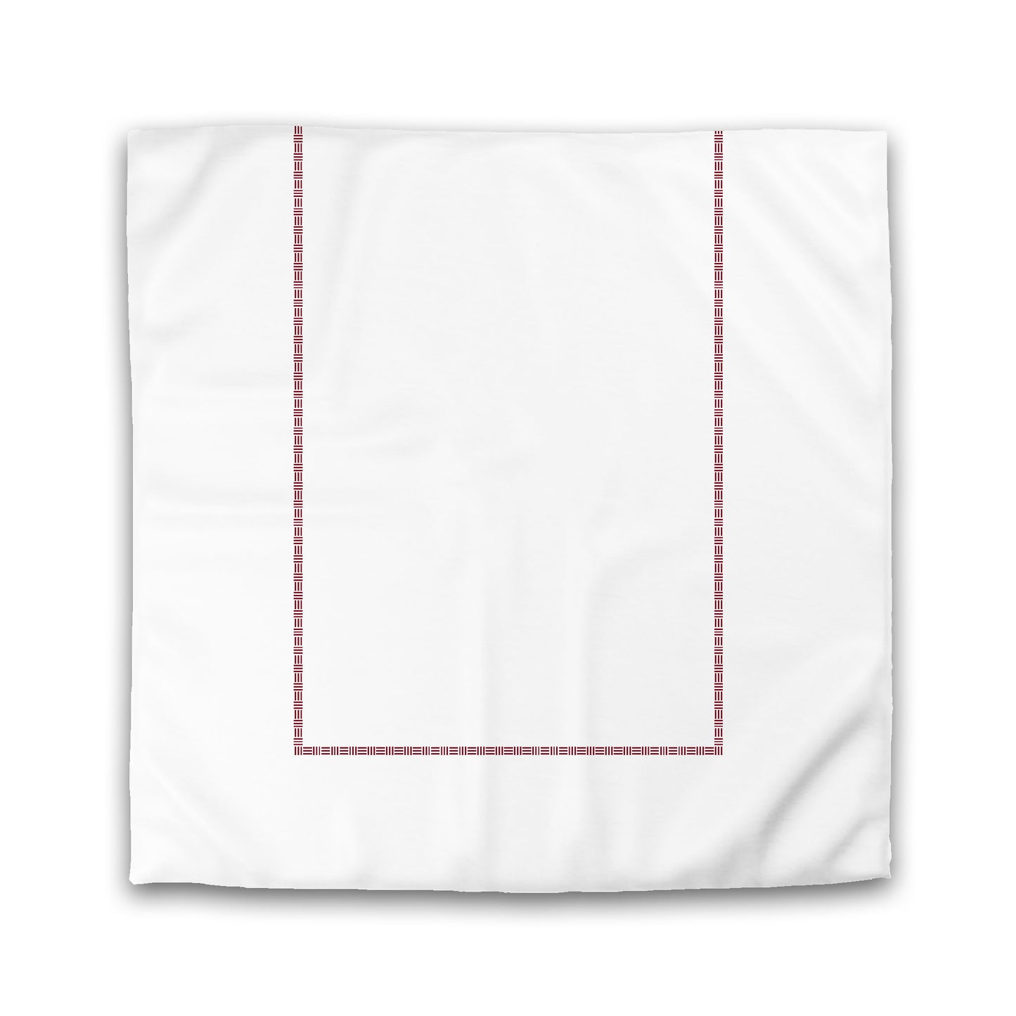 Off-White Cotton Sateen Duvet Cover, Burgundy Red Single Weave Motif Print, Classic Border, Queen (width x length) 90 x 90 inches / 229 x 229 cm