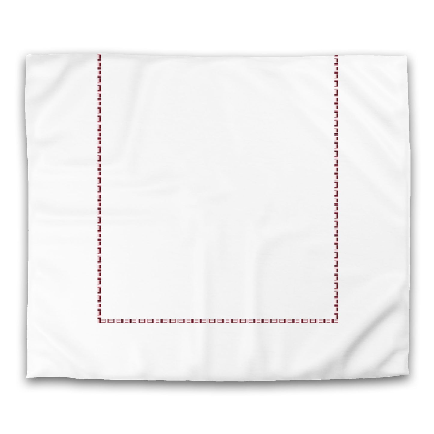 Off-White Cotton Sateen Duvet Cover, Burgundy Red Single Weave Motif Print, Classic Border, King (width x length) 106 x 92 inches / 269 x  234 cm