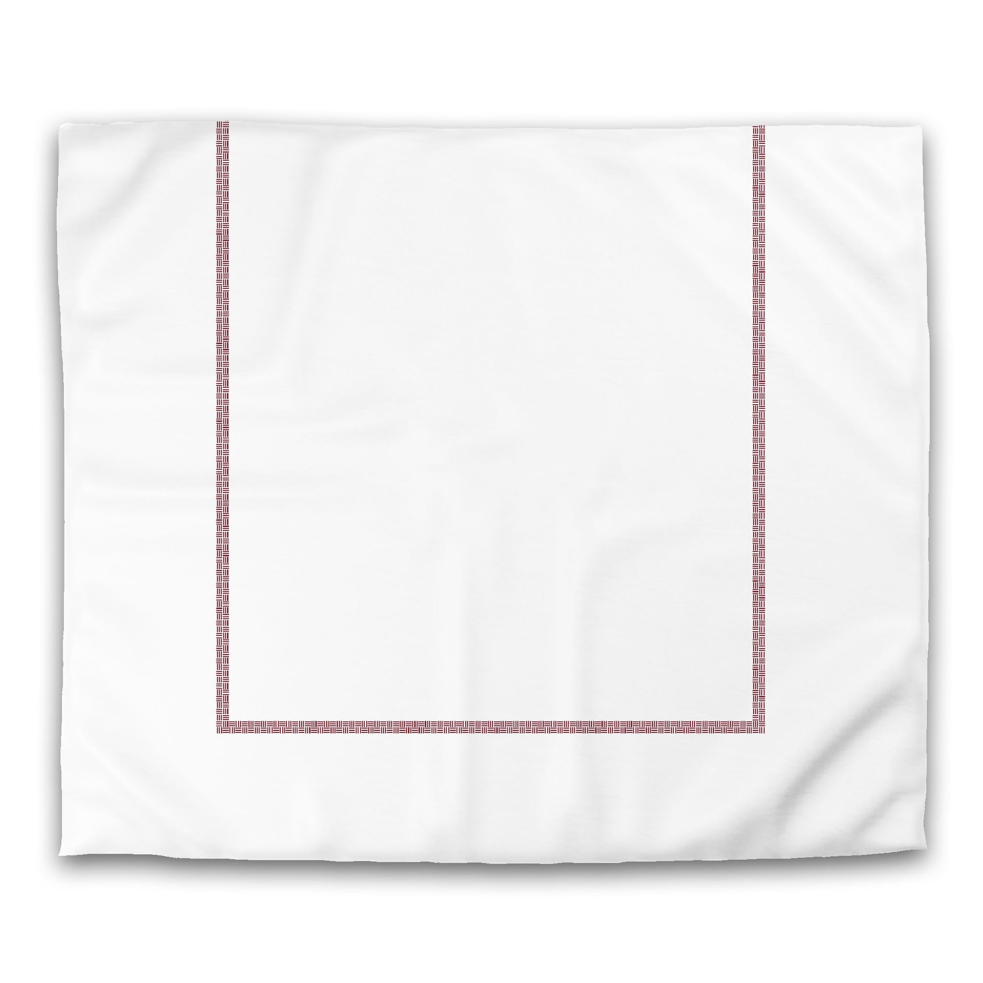 White Microfiber Duvet Cover, Burgundy Red Double Weave Motif Print, Classic Border, King (width x length) 104 x 88 inches / 264 x 224 cm
