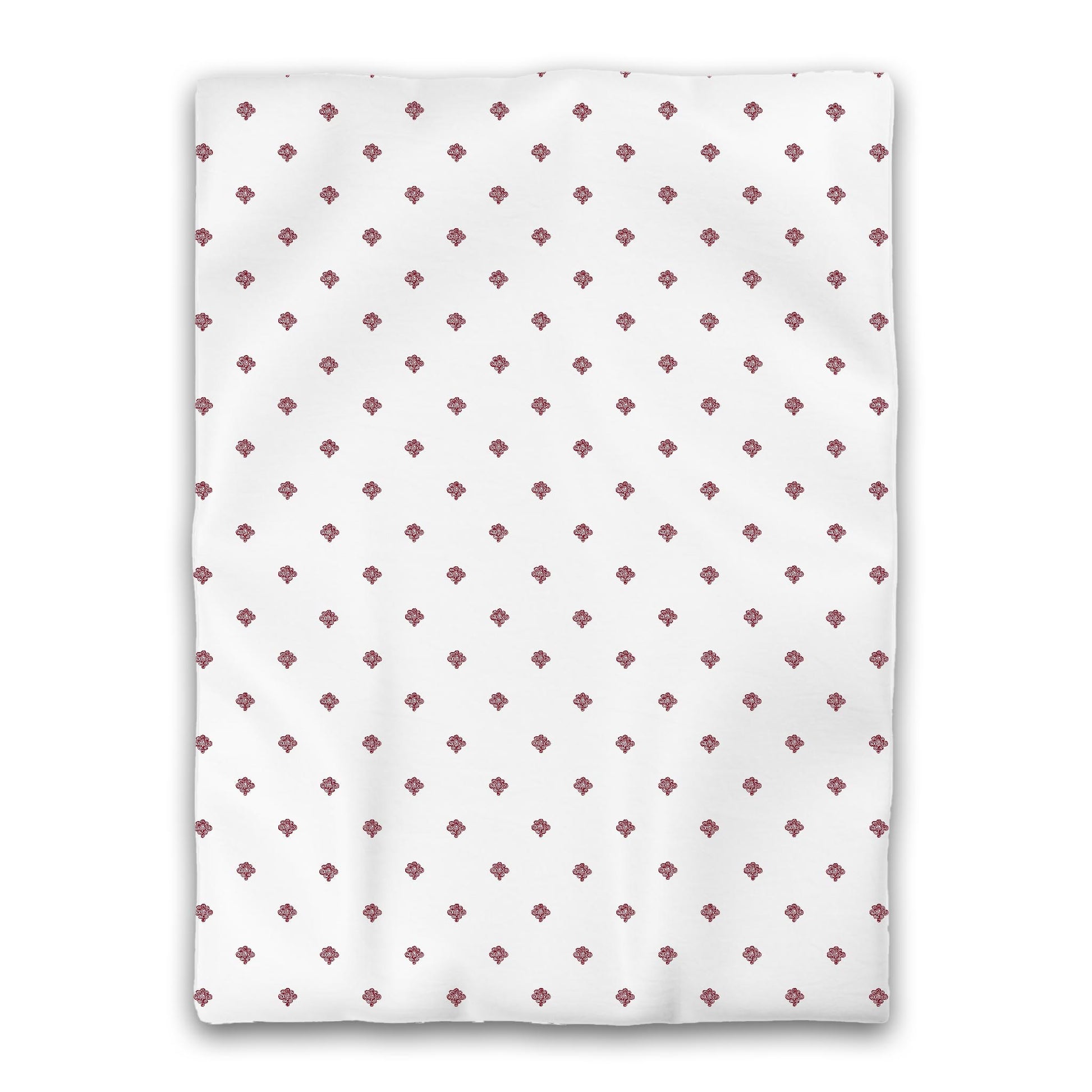 White Microfiber Duvet Cover, Burgundy Red Hand-painted Swizzle Motif Print, Twin (width x length) 68 x 88 inches / 173 x 224 cm