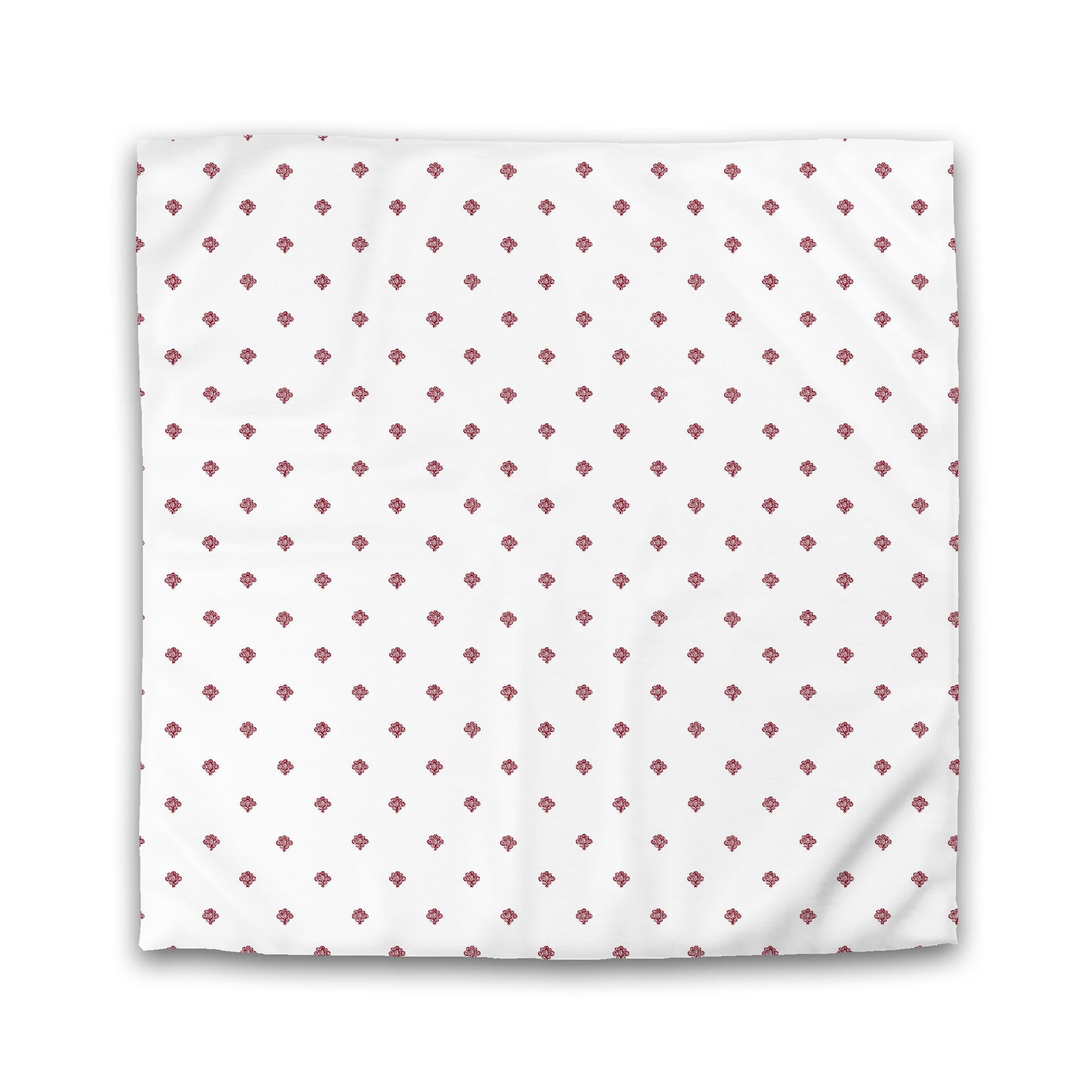 Off-White Cotton Sateen Duvet Cover, Burgundy Red Hand-painted Swizzle Motif Print, Queen (width x length) 90 x 90 inches / 229 x 229 cm
