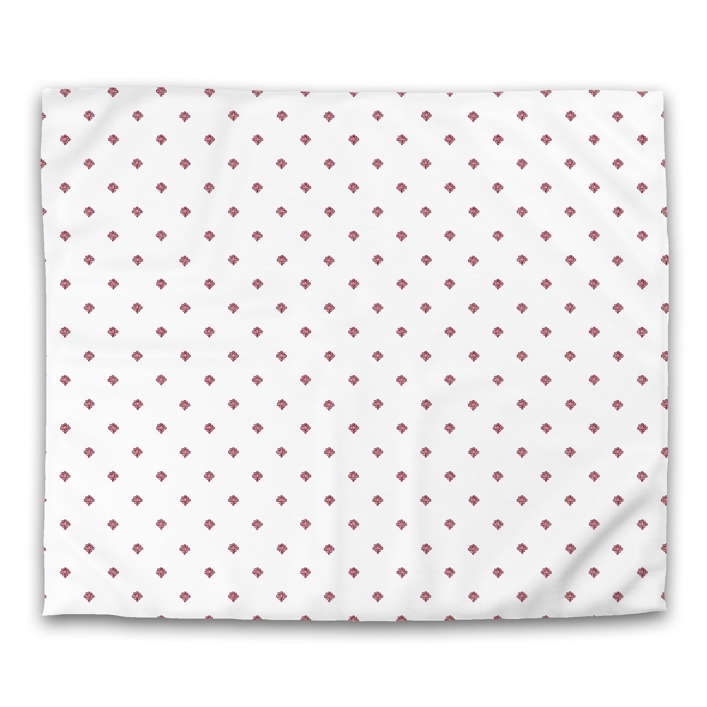 Off-White Cotton Sateen Duvet Cover, Burgundy Red Hand-painted Swizzle Motif Print, King (width x length) 106 x 92 inches / 269 x  234 cm