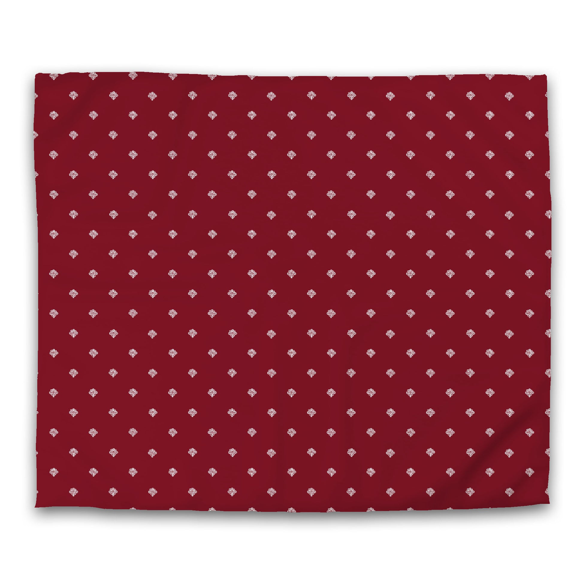 Burgundy Red Microfiber Duvet Cover, White Hand-painted Swizzle Motif Print, King (width x length) 104 x 88 inches / 264 x 224 cm