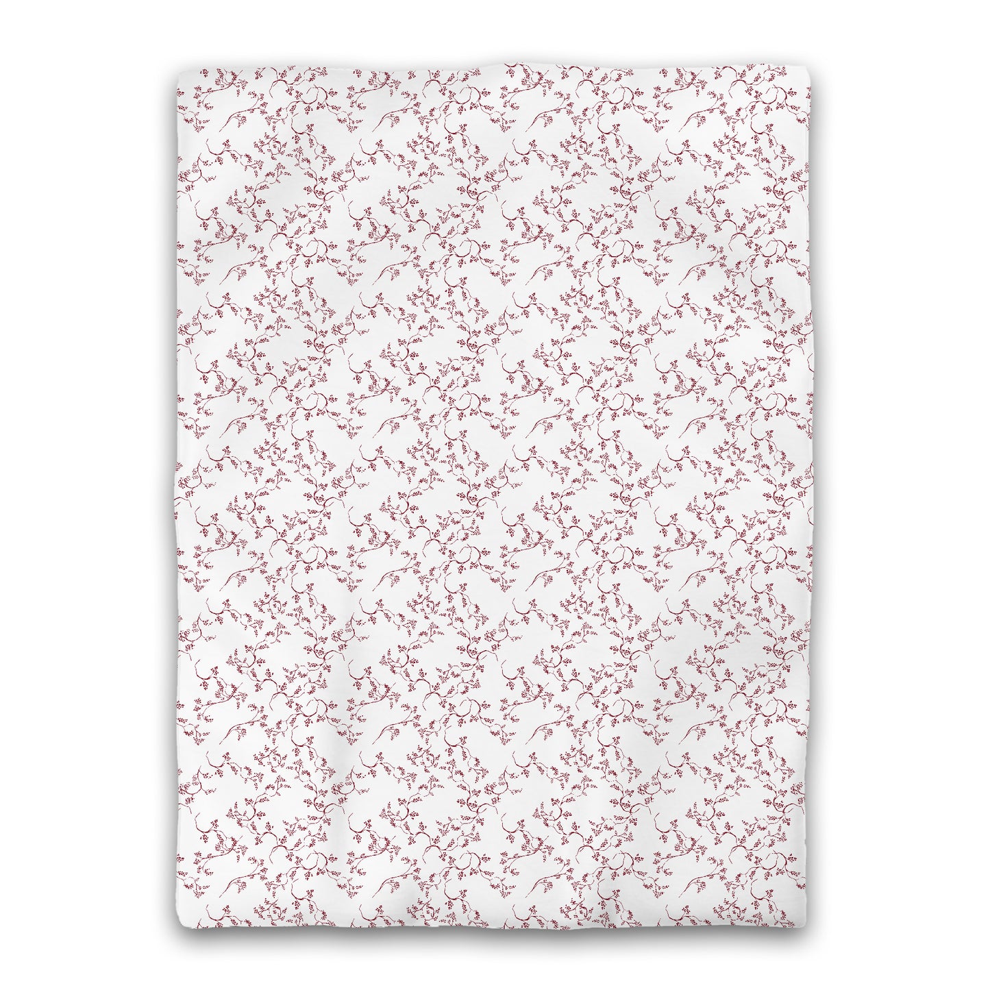 White Microfiber Duvet Cover, Burgundy Red Hand-painted Vine Print | MFDU-1281-181