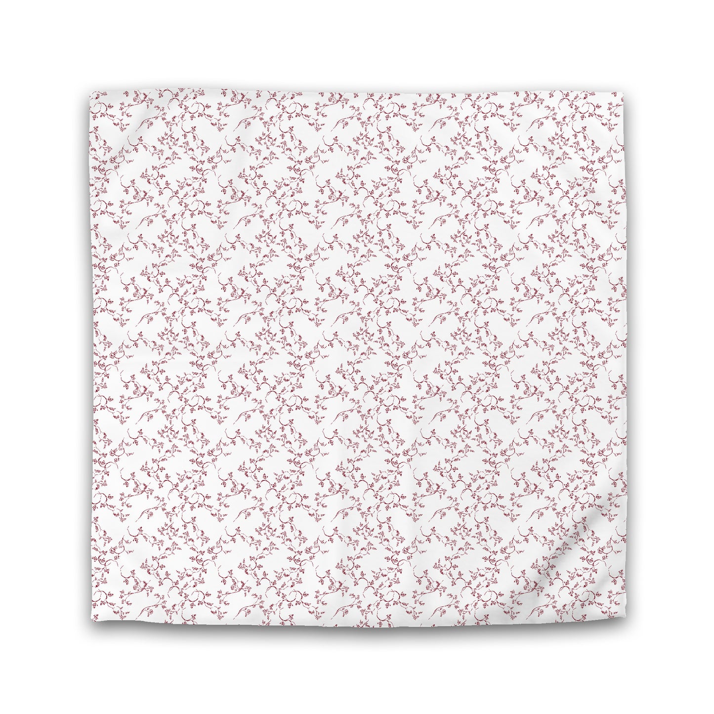 Off-White Cotton Sateen Duvet Cover, Burgundy Red Hand-painted Vine Print | CSDU-1281-181