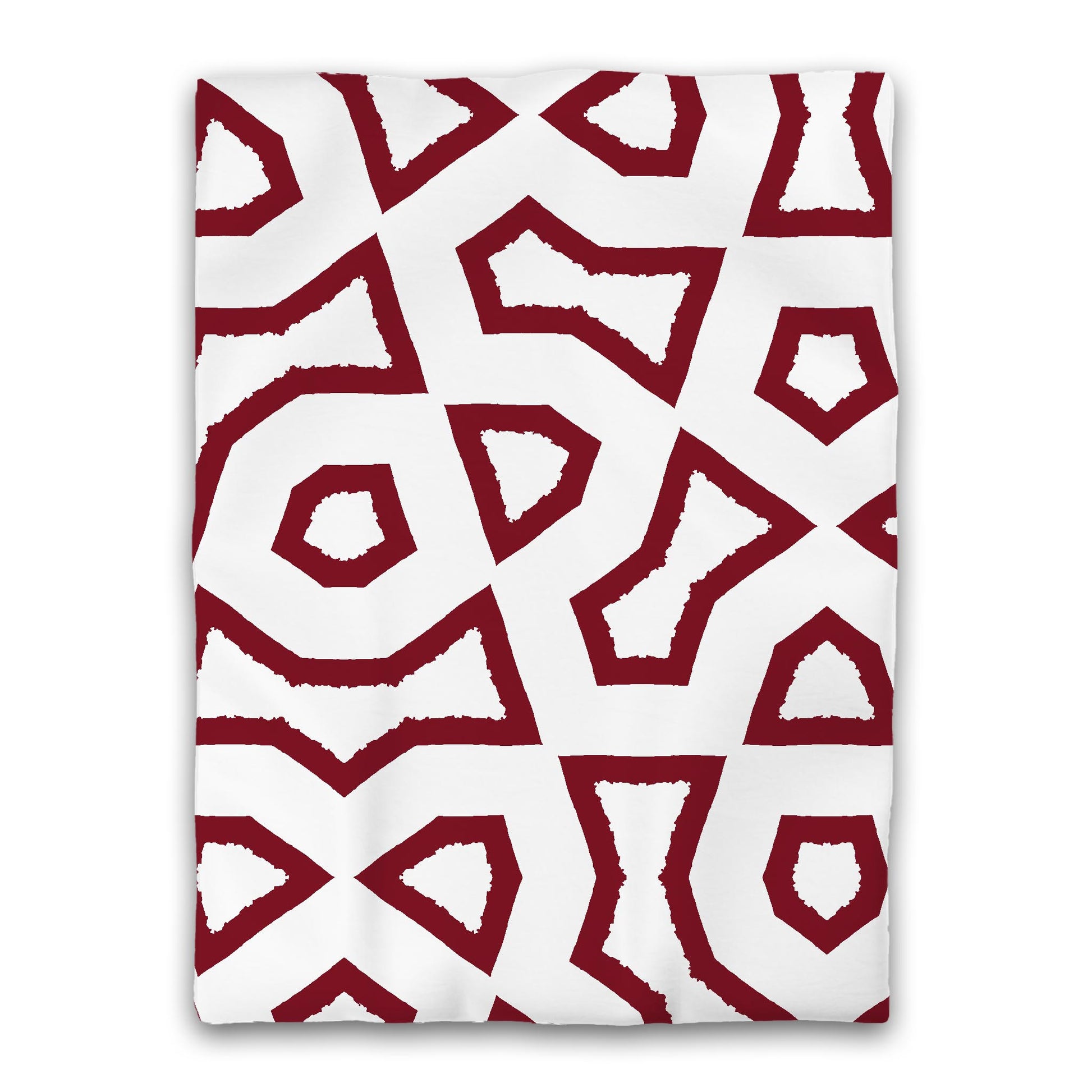 White Microfiber Duvet Cover, Bold Burgundy Red Graphic, Twin (width x length) 68 x 88 inches / 173 x 224 cm
