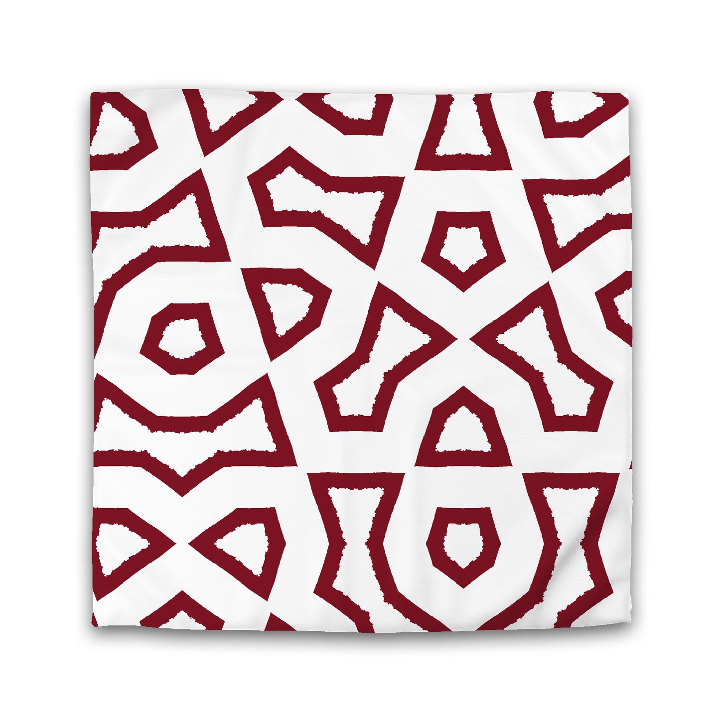 Off-White Cotton Sateen Duvet Cover, Bold Burgundy Red Graphic, Queen (width x length) 90 x 90 inches / 229 x 229 cm
