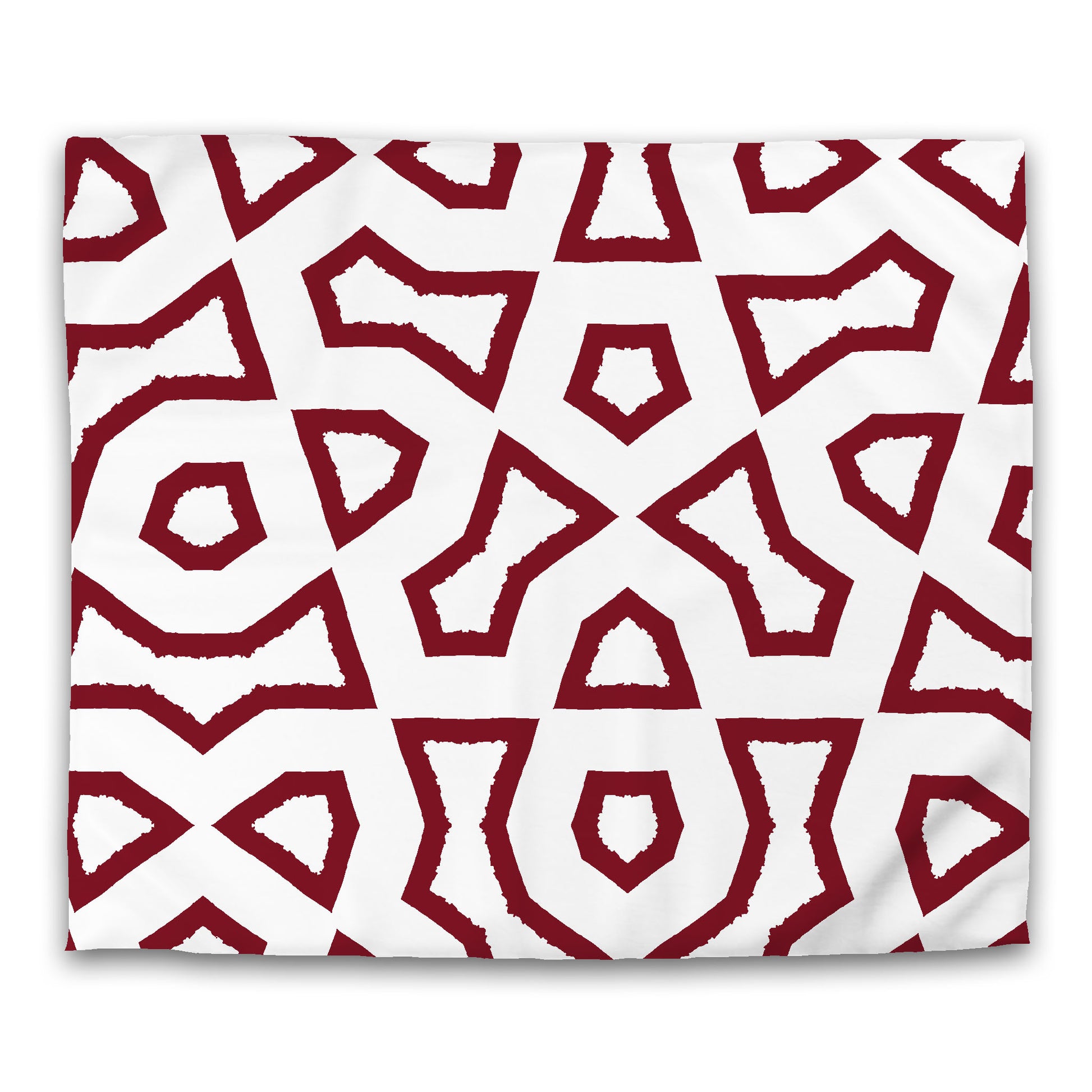White Microfiber Duvet Cover, Bold Burgundy Red Graphic, King (width x length) 104 x 88 inches / 264 x 224 cm
