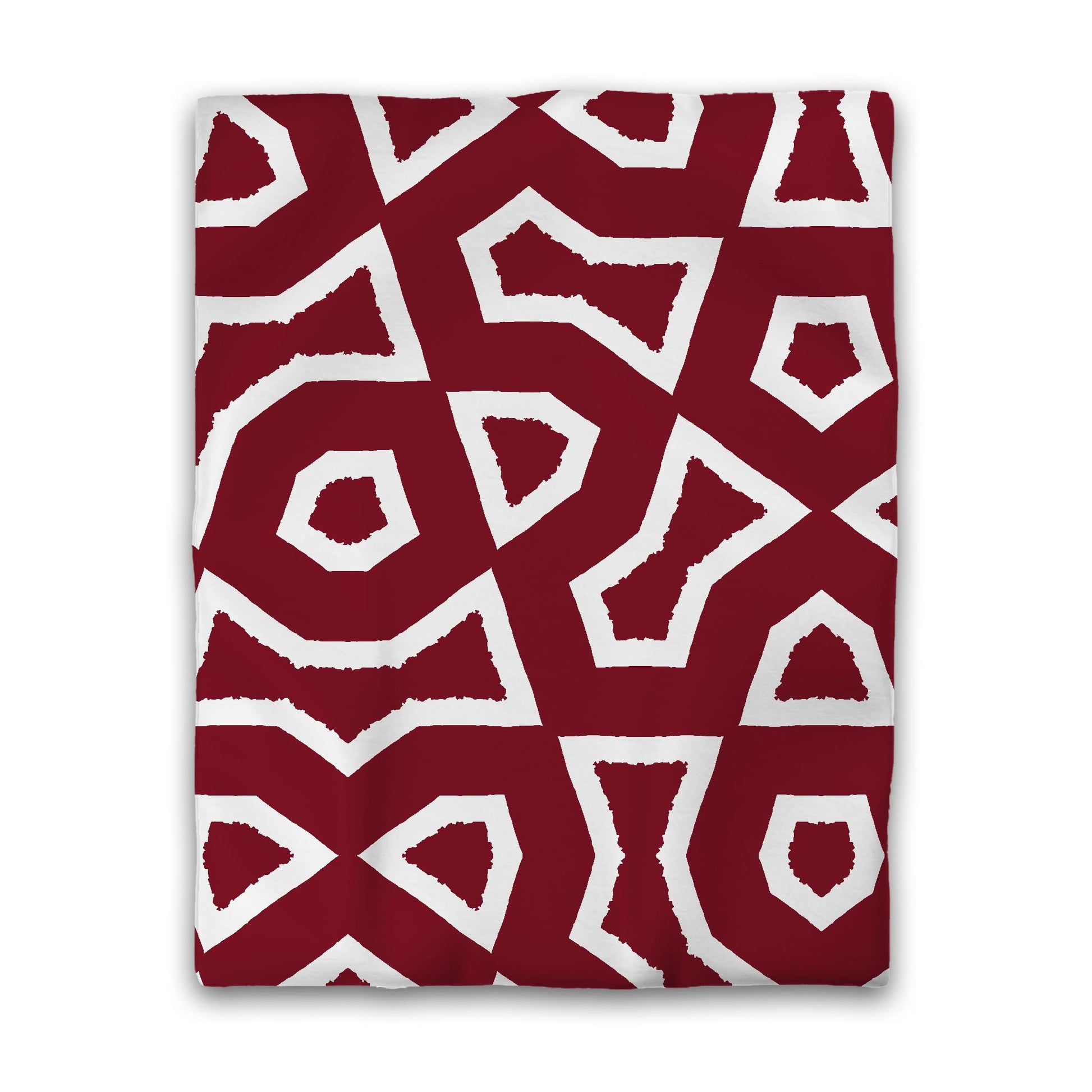 Burgundy Red Microfiber Duvet Cover, Bold White Graphic, Queen (width x length) 88 x 88 inches / 224 x 224 cm