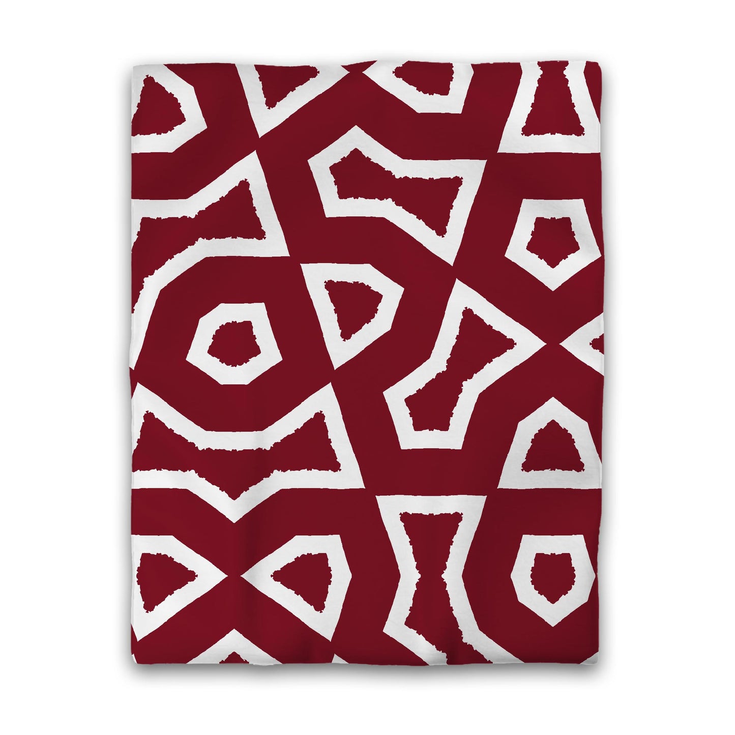 Burgundy Red Cotton Sateen Duvet Cover, Bold Off-White Graphic, Twin (width x length) 70 x 90 inches / 178 x 229 cm