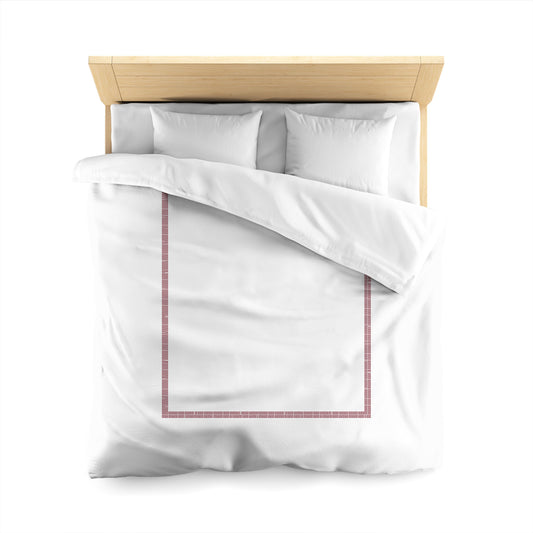 Off-White Cotton Sateen Duvet Cover, Burgundy Red Double Weave Motif Print, Classic Border | CSDU-1281-143