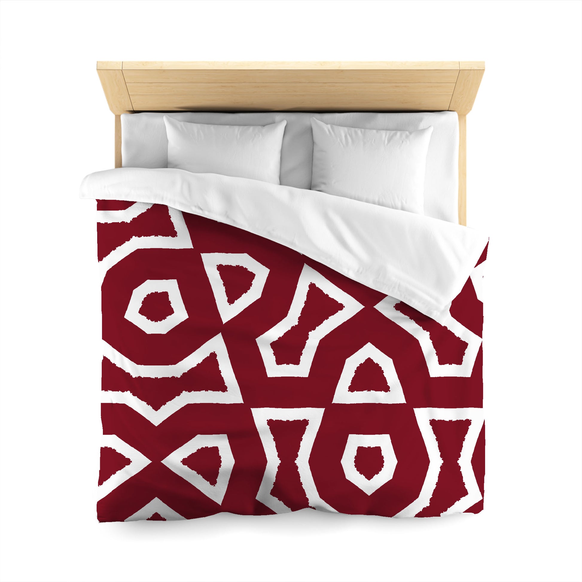 Burgundy Red Microfiber Duvet Cover, Bold White Graphic, Twin XL (width x length) 68 x 92 inches /  173 x 234 cm