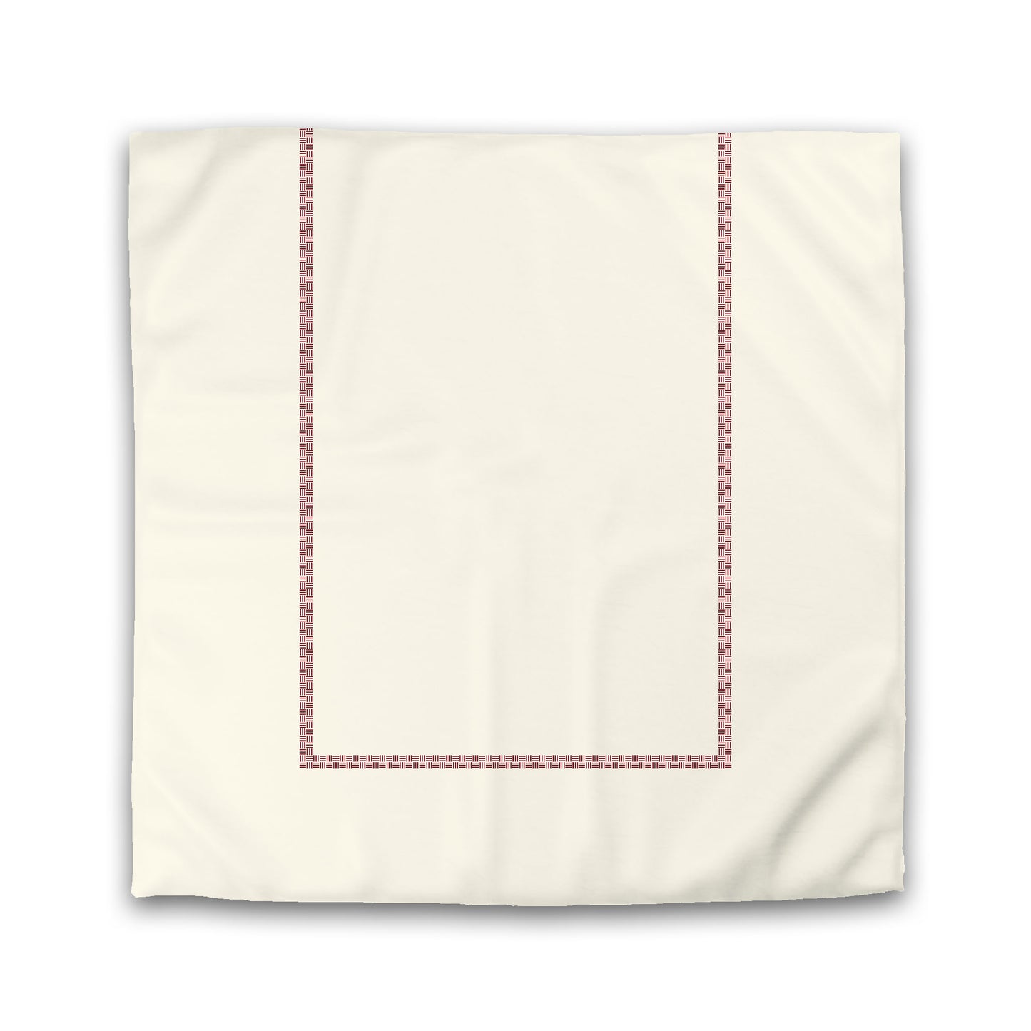 Pale Cream Microfibre Duvet Cover, Burgundy Red Double Weave Motif Print, Classic Border, Queen (width x length) 88 x 88 inches / 224 x 224 cm