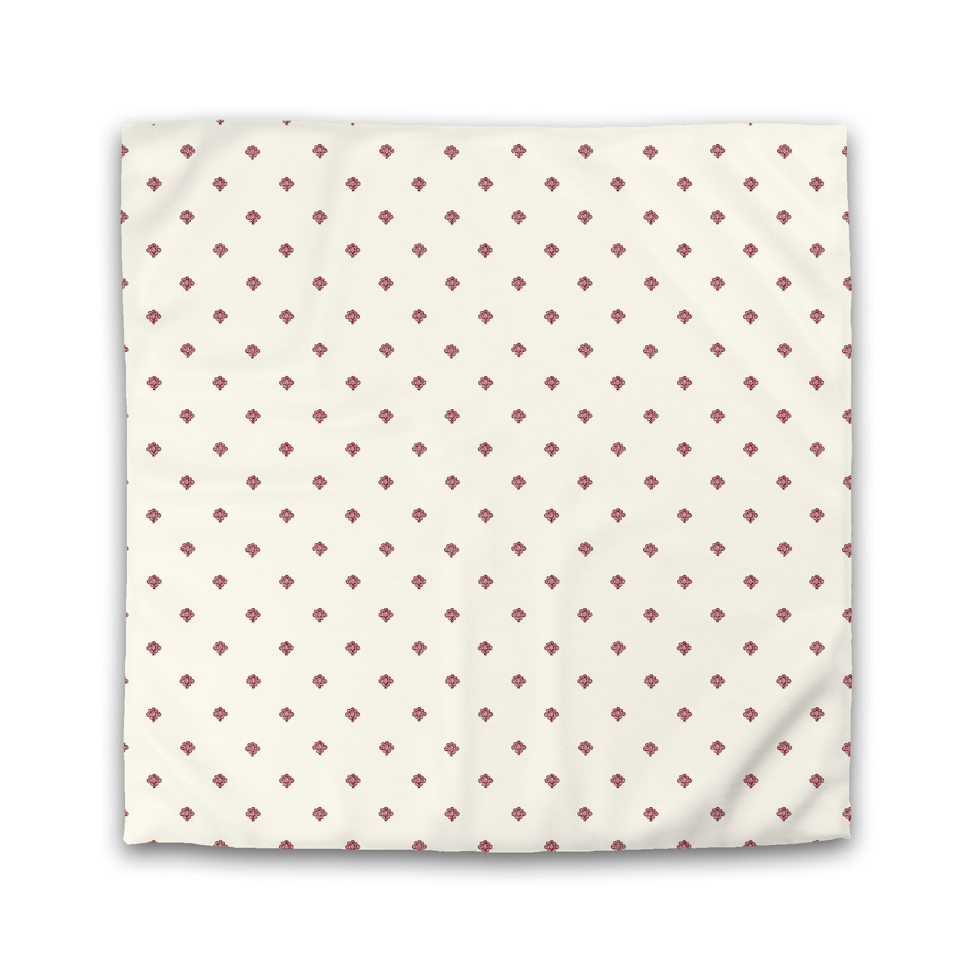 Pale Cream Microfibre Duvet Cover, Burgundy Red Hand-painted Swizzle Motif Print, Queen (width x length) 88 x 88 inches / 224 x 224 cm