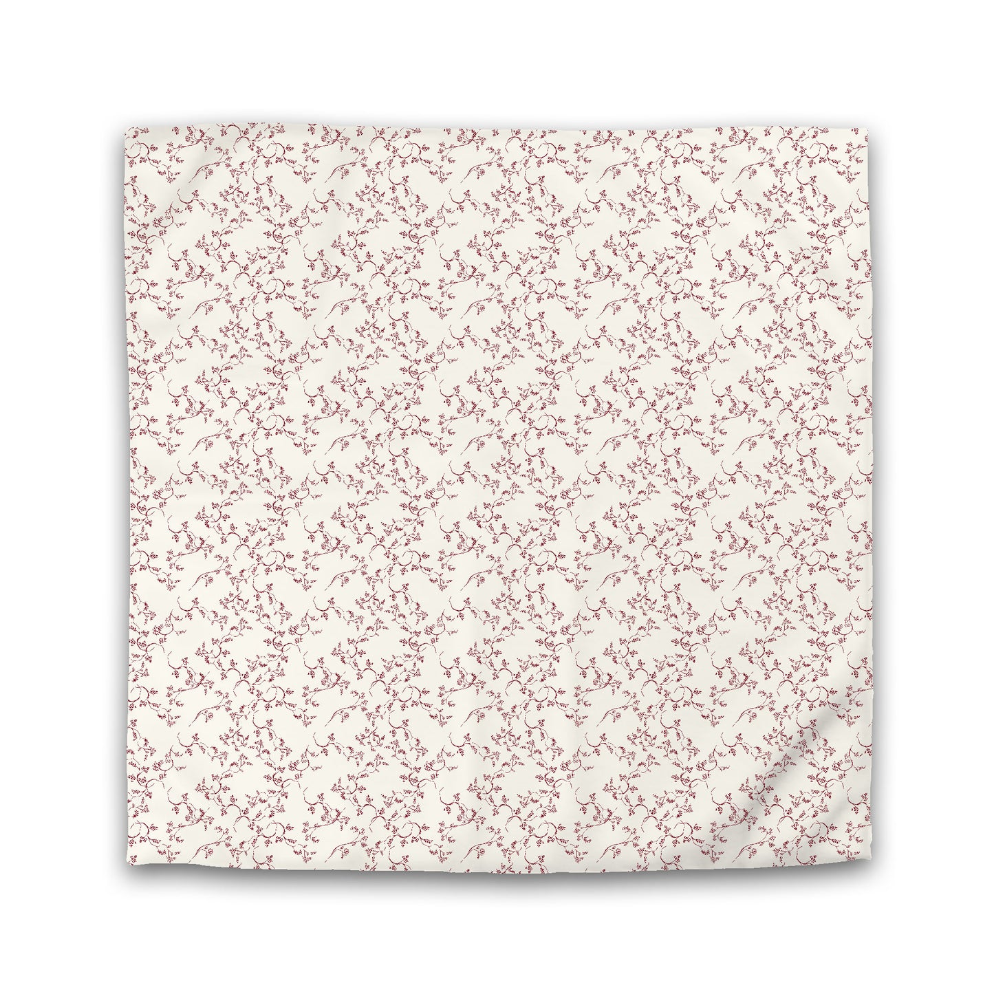 Pale Cream Microfibre Duvet Cover, Burgundy Red Hand-painted Vine Print, Queen (width x length) 88 x 88 inches / 224 x 224 cm