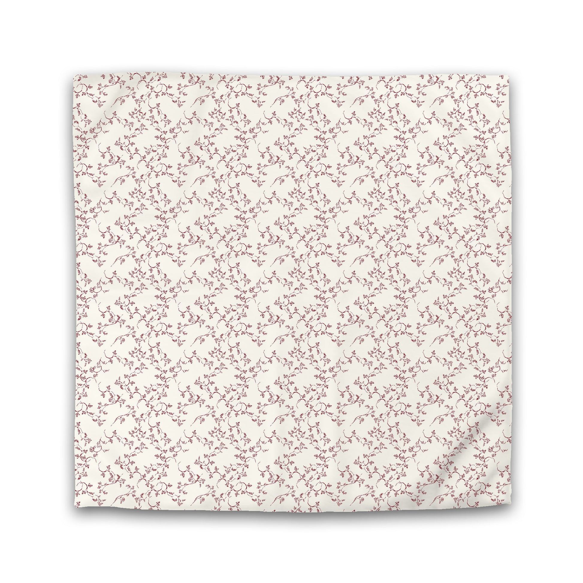 Pale Cream Microfibre Duvet Cover, Burgundy Red Hand-painted Vine Print, Queen (width x length) 88 x 88 inches / 224 x 224 cm