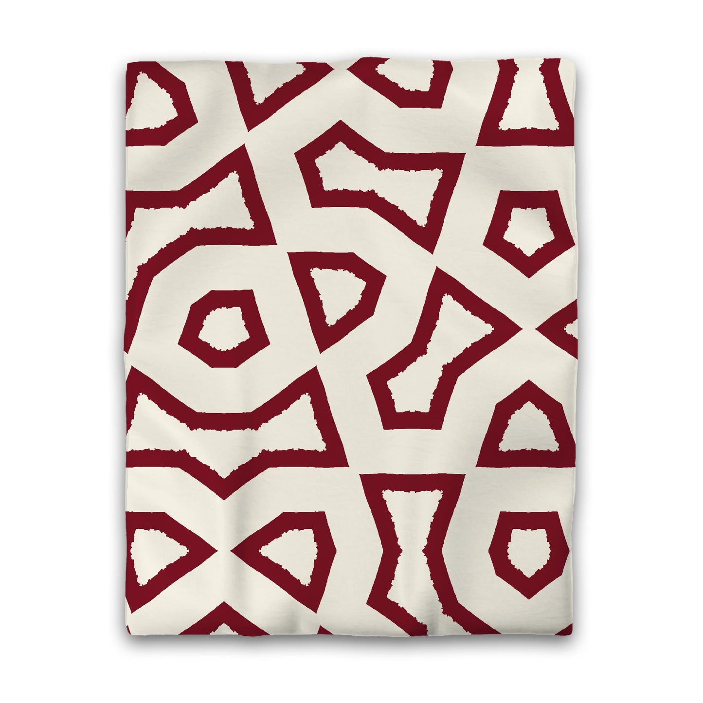 Pale Cream Cotton Sateen Duvet Cover, Bold Burgundy Red Graphic, Twin (width x length) 70 x 90 inches / 178 x 229 cm