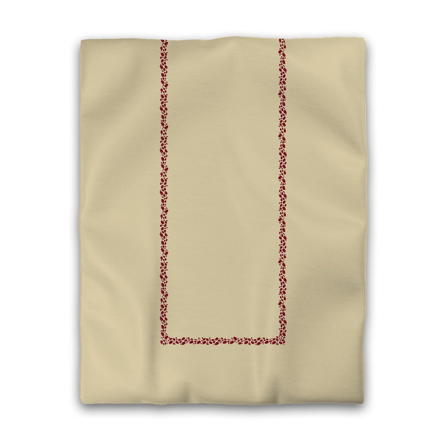 Desert Sand Cotton Sateen Duvet Cover, Burgundy Red Hand-painted Dab Motif Print, Classic Border, Twin (width x length) 70 x 90 inches / 178 x 229 cm